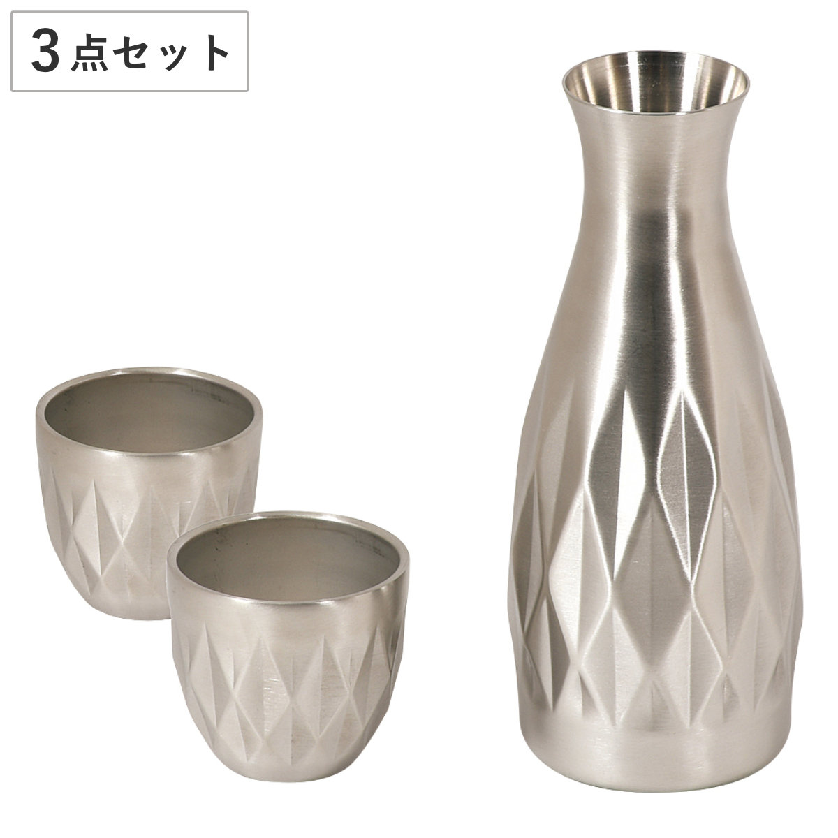 純銀　銚子　酒器　371g パール金属 徳利 バープレミアム ダイヤカット お猪口 セット