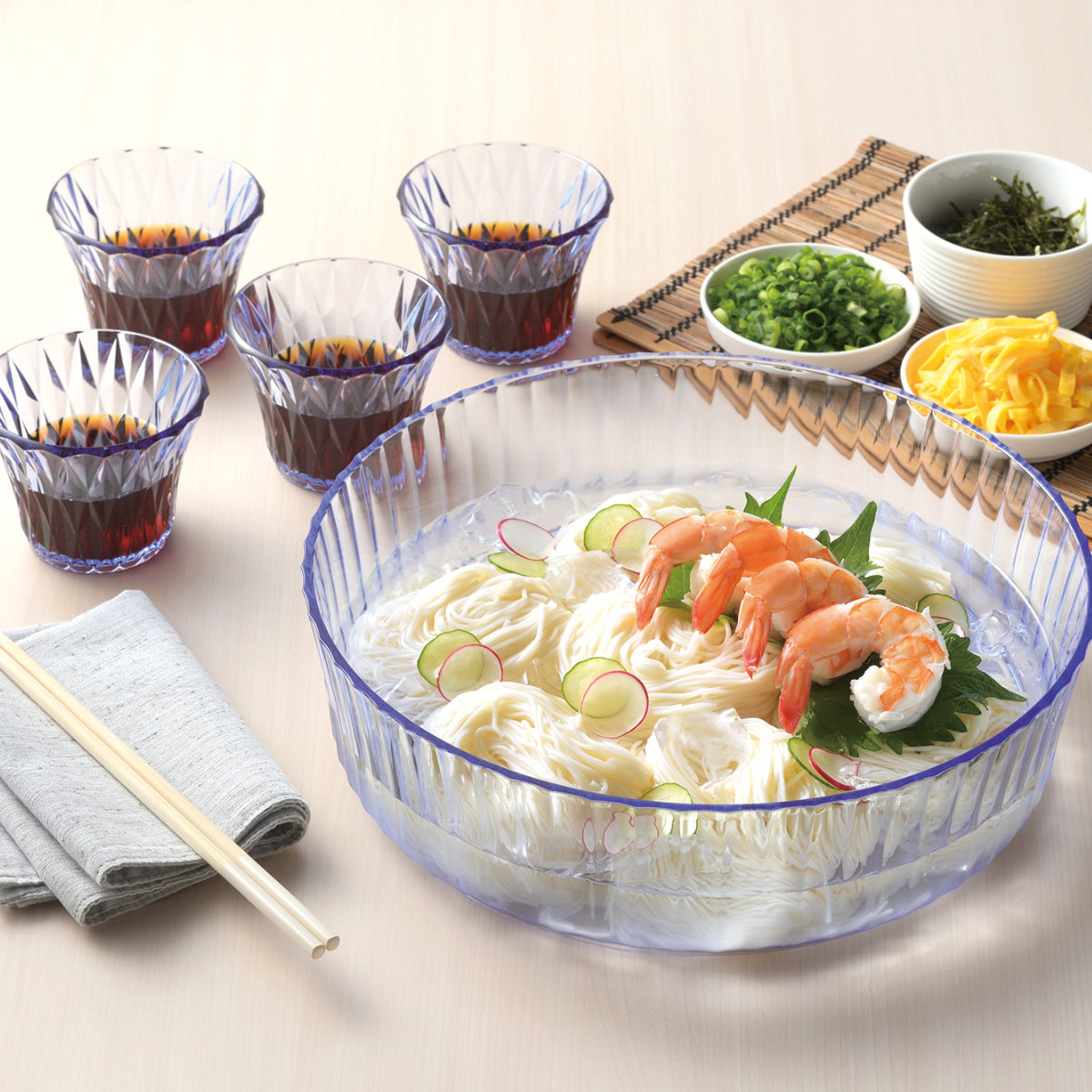 パール金属 鉢 涼味家 プラスチック そうめん盛鉢 つゆ鉢 4個セット