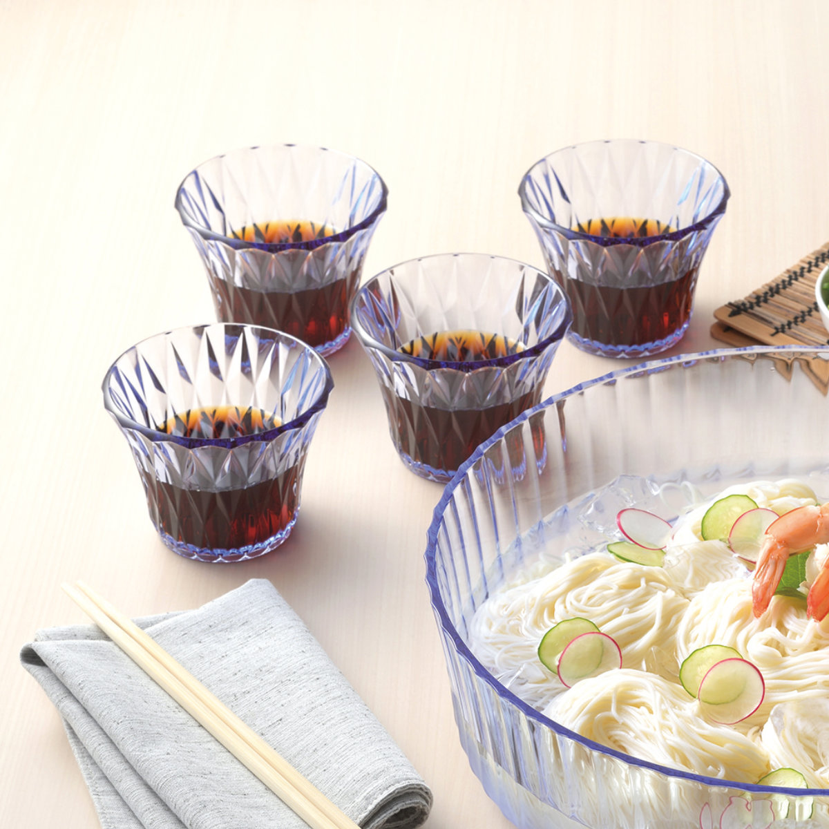 パール金属 鉢 涼味家 プラスチック そうめん盛鉢 つゆ鉢 4個セット