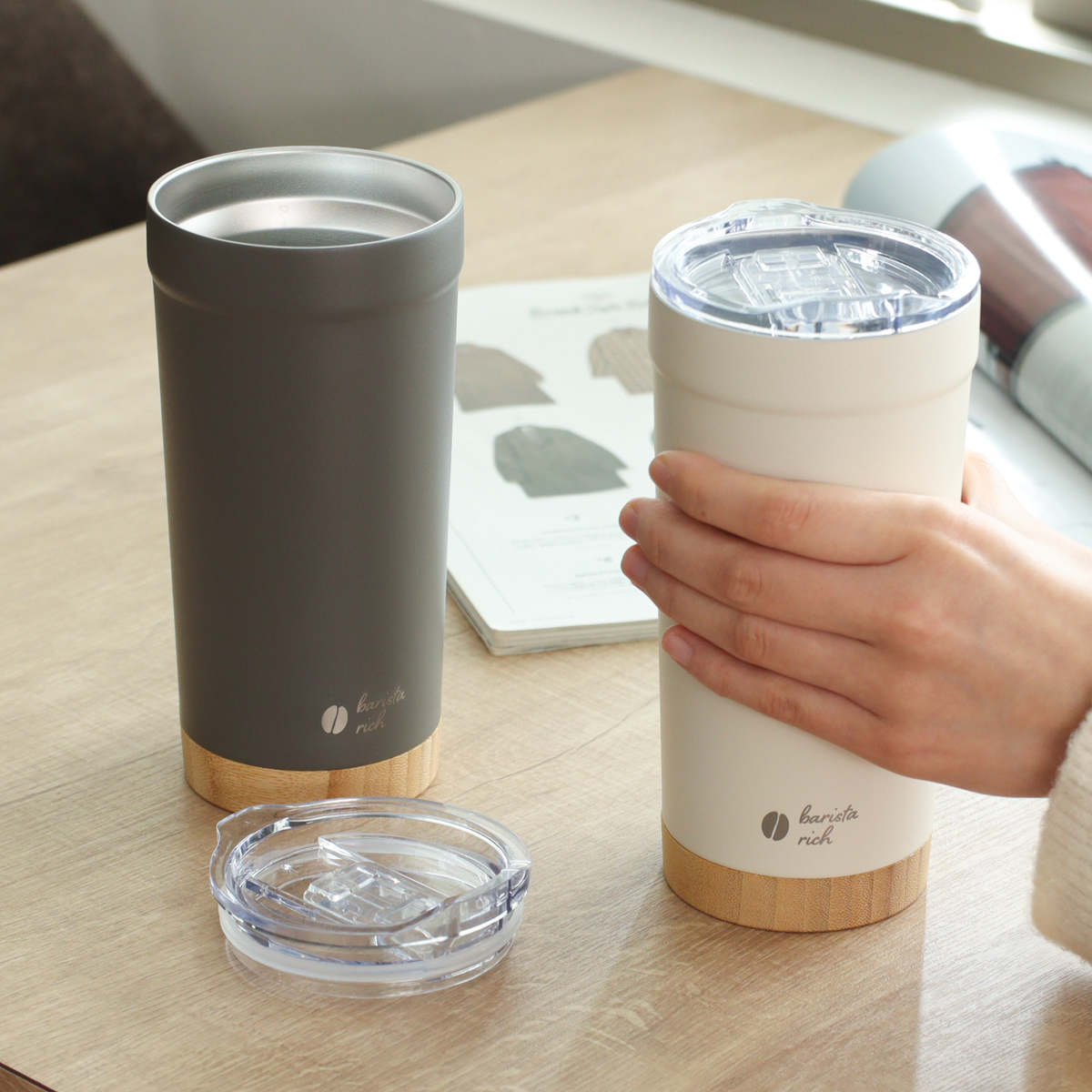 パール金属 タンブラー バリスタリッチ 真空蓋付タンブラー 550ml