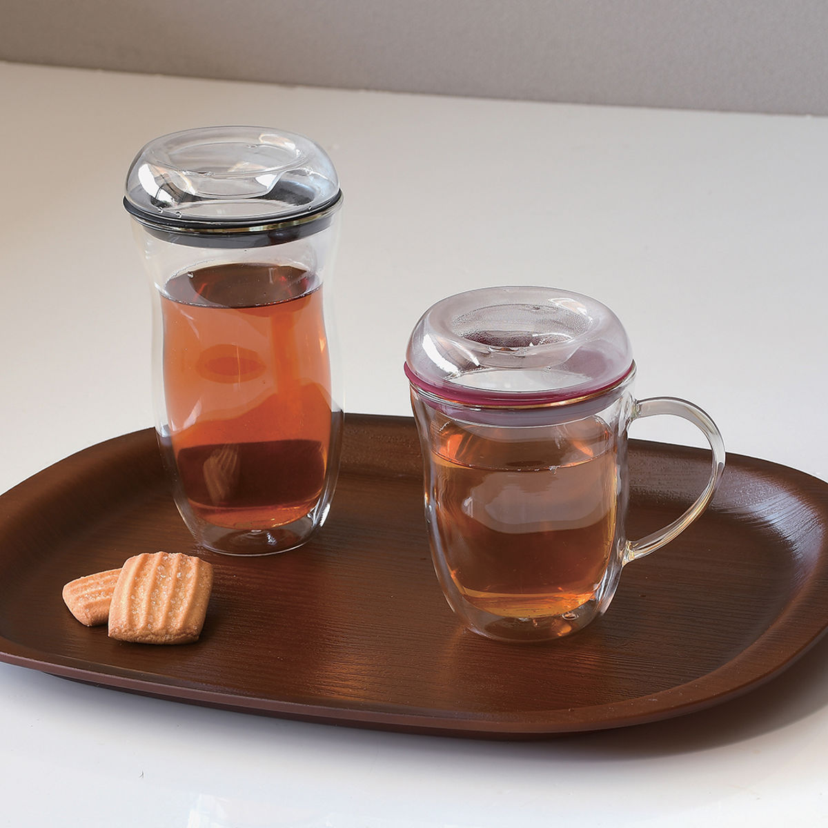 パール金属 マグカップ ガラス製蓋付ダブルウォールマグカップ250ml