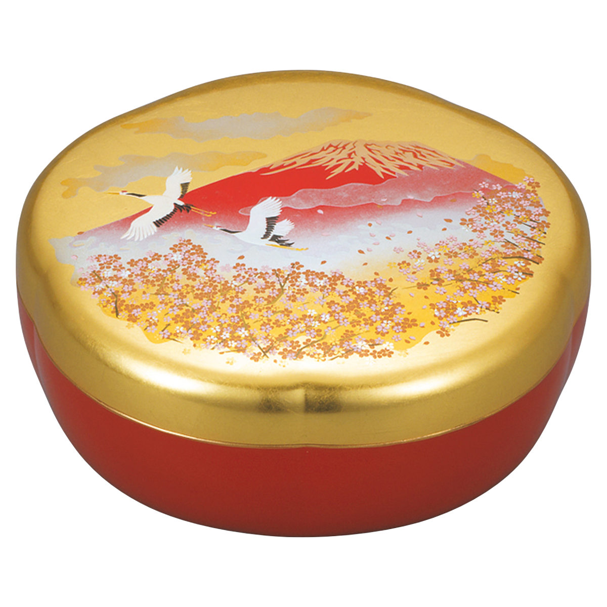 鉢 梅型 菓子器 箔工芸飛翔富士 （ 樹脂 プラスチック 日本製 ふた付き