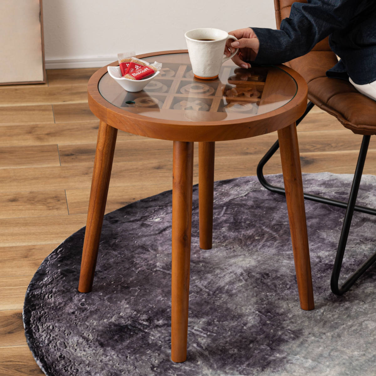 サイドテーブル 高さ50cm 天然木 ボードゲームテーブル （ 木製 ミニ