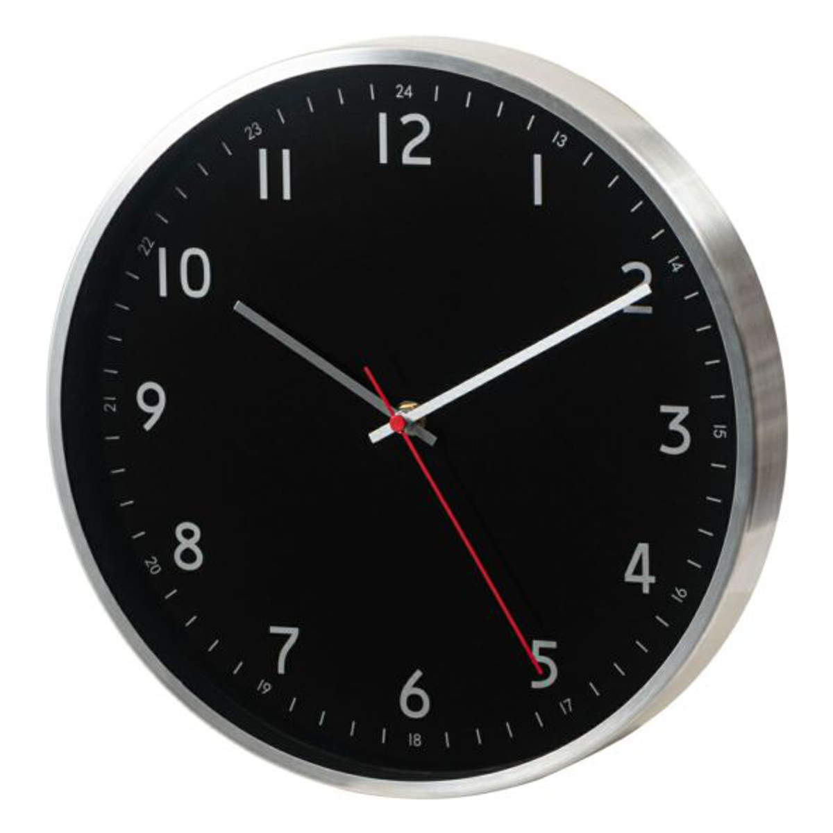 掛け時計 静音 ガラス アルミフレーム ウォールクロック （ クロック