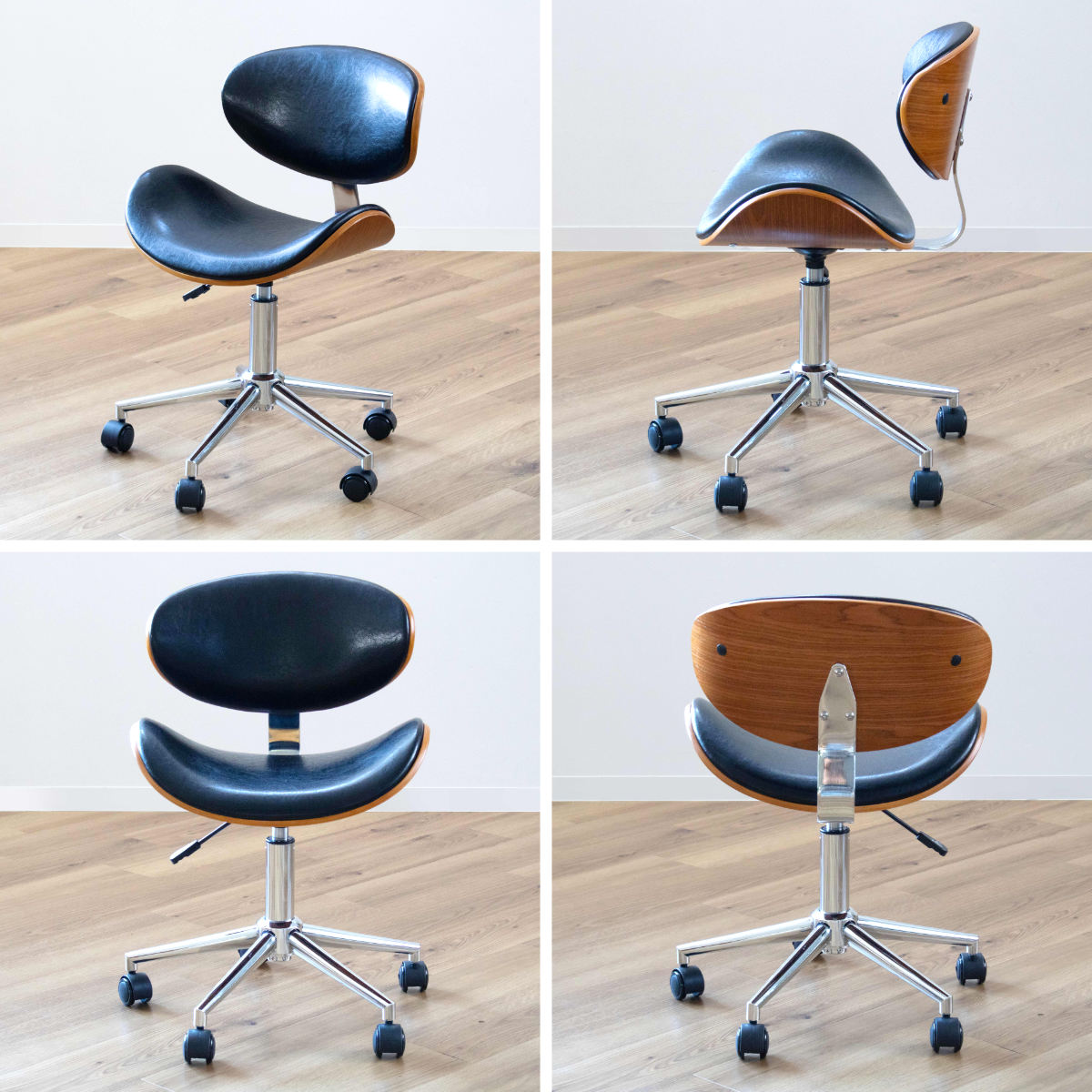 オフィスチェア 座面高43~56cm 回転 昇降式 レザー調 ノースチェア