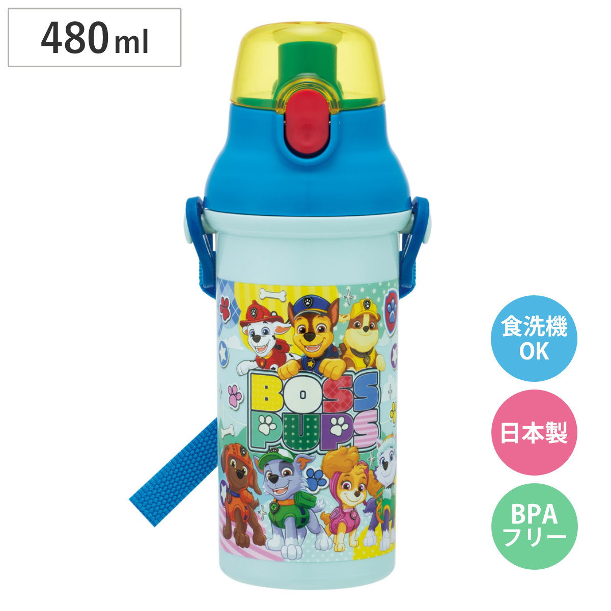 スケーター 水筒 480ml 直飲プラワンタッチボトル パウパト26 （ パウ