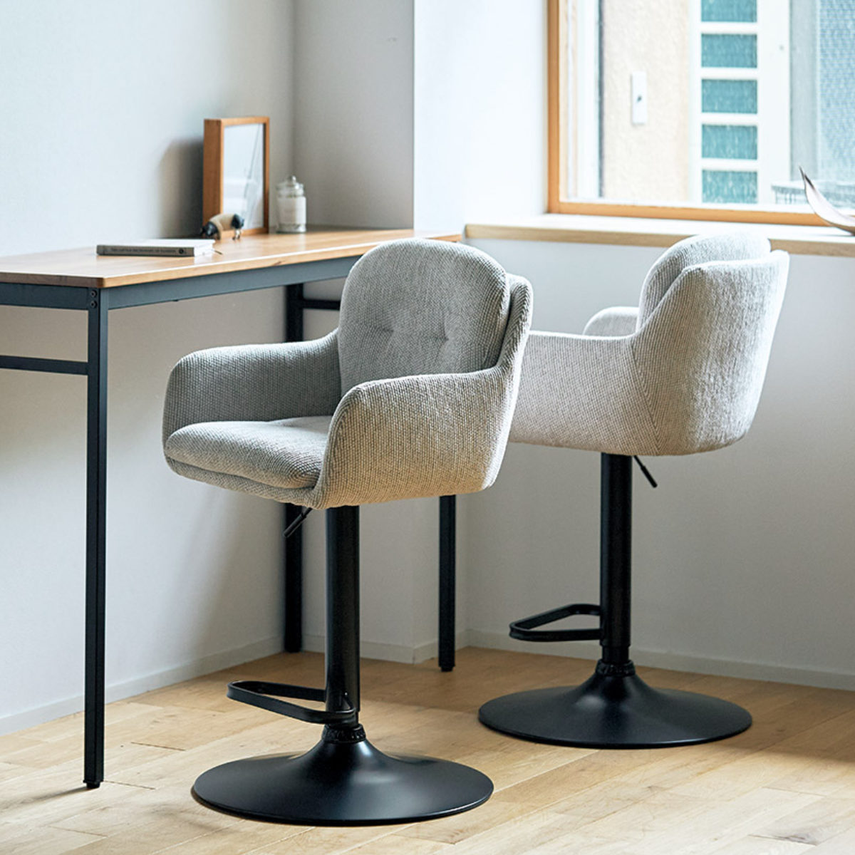 ダイニングチェア 座面高61〜72cm 回転 昇降式 カウンターチェア