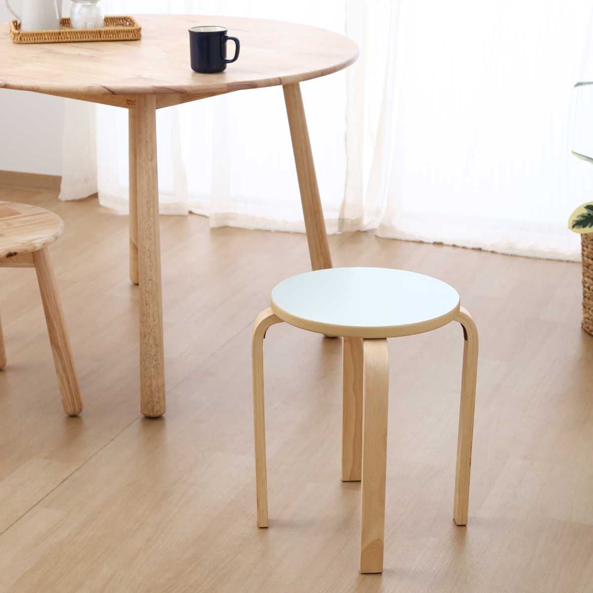 木製スツール2脚セット 不二貿易（Fuji Boeki） 椅子 木製 スタッキング可能 スツール 2脚