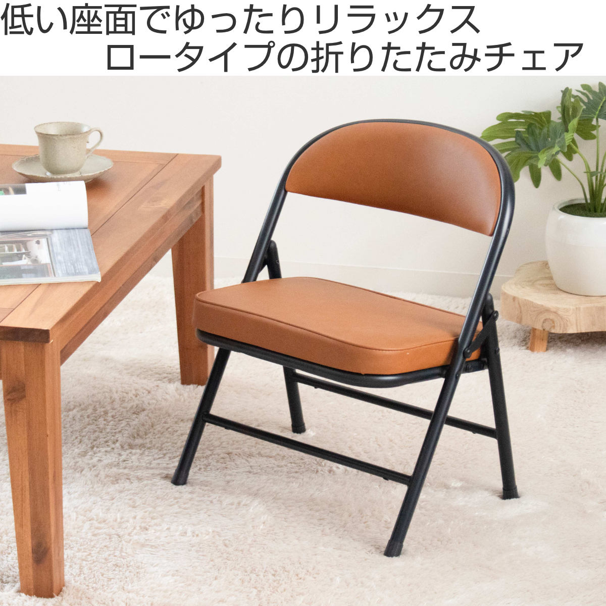 不二貿易（Fuji Boeki） 折りたたみ椅子 ロータイプ 2脚セット