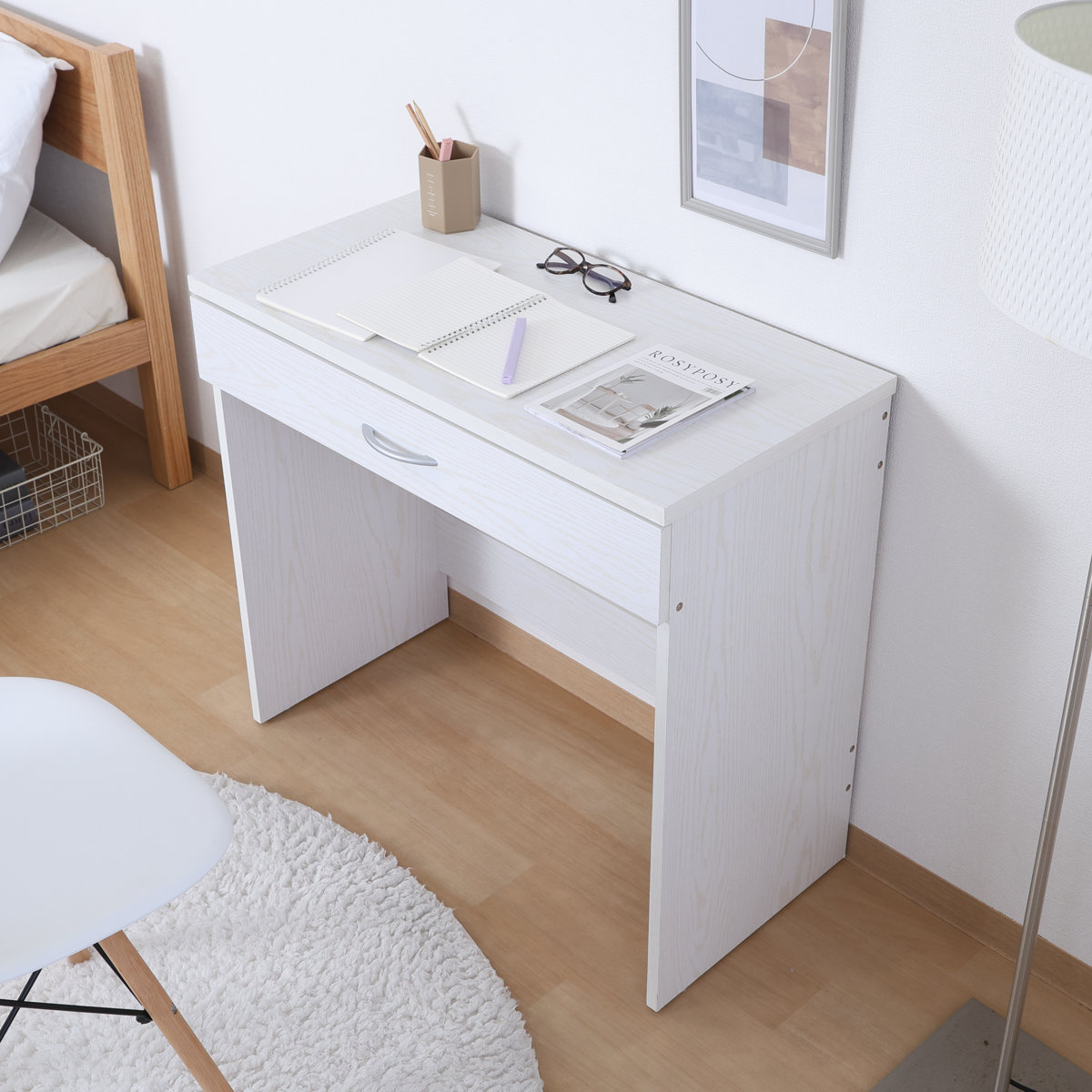 パソコンデスク 幅80cm 引き出し付き 木目調 シンプルデスク （ デスク