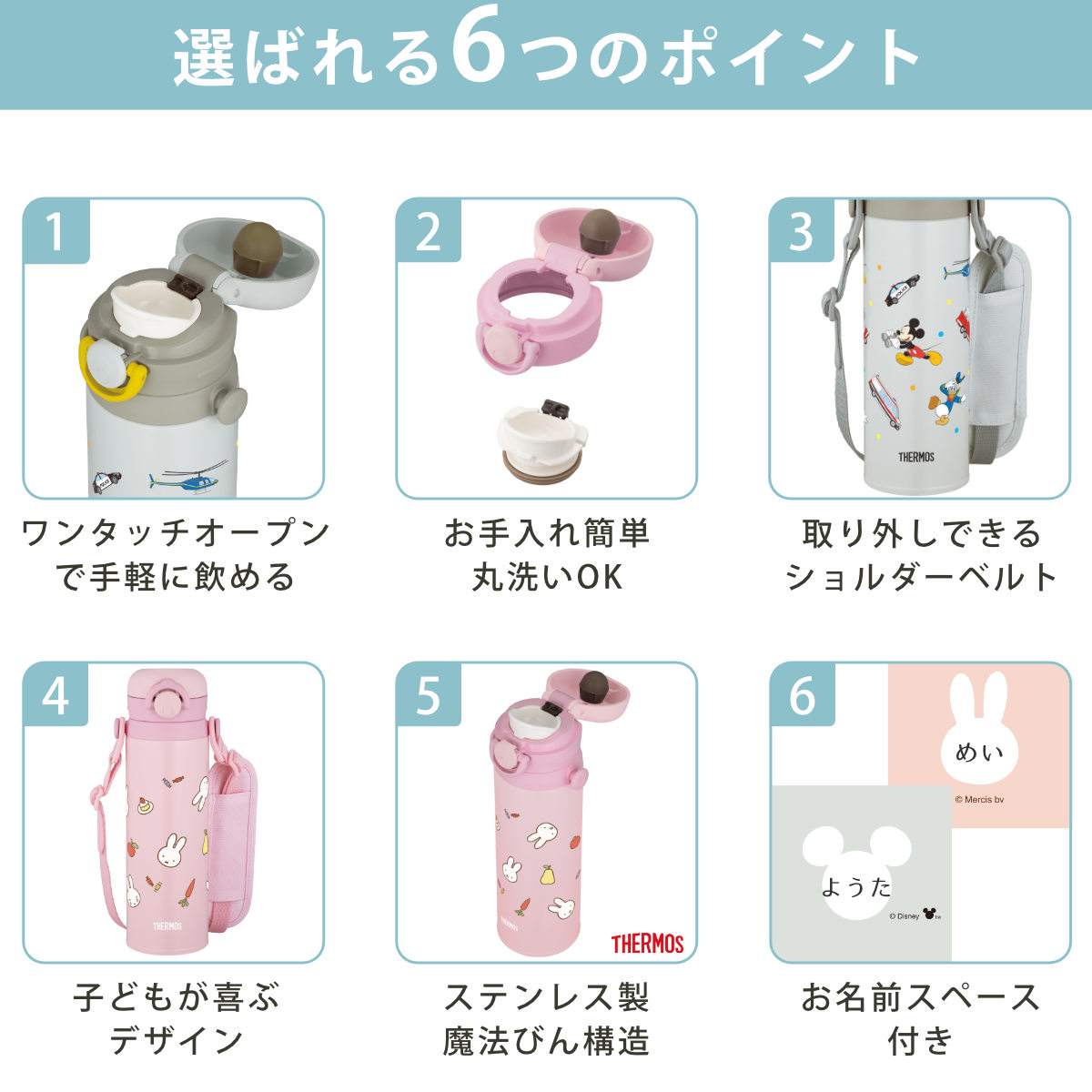 サーモス 水筒 500ml 真空断熱キッズケー...の詳細画像4