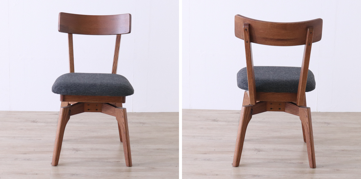 ダイニングチェア 座面高44cm 回転 ウーノ レッドオーク無垢材