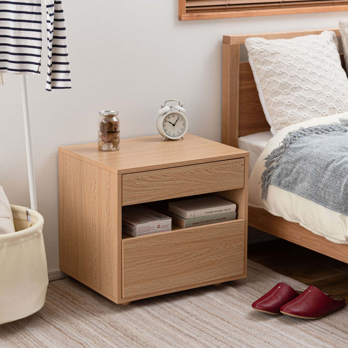 東谷 サイドチェスト 幅50cm 引き出し 2段 木目調 スライドレール