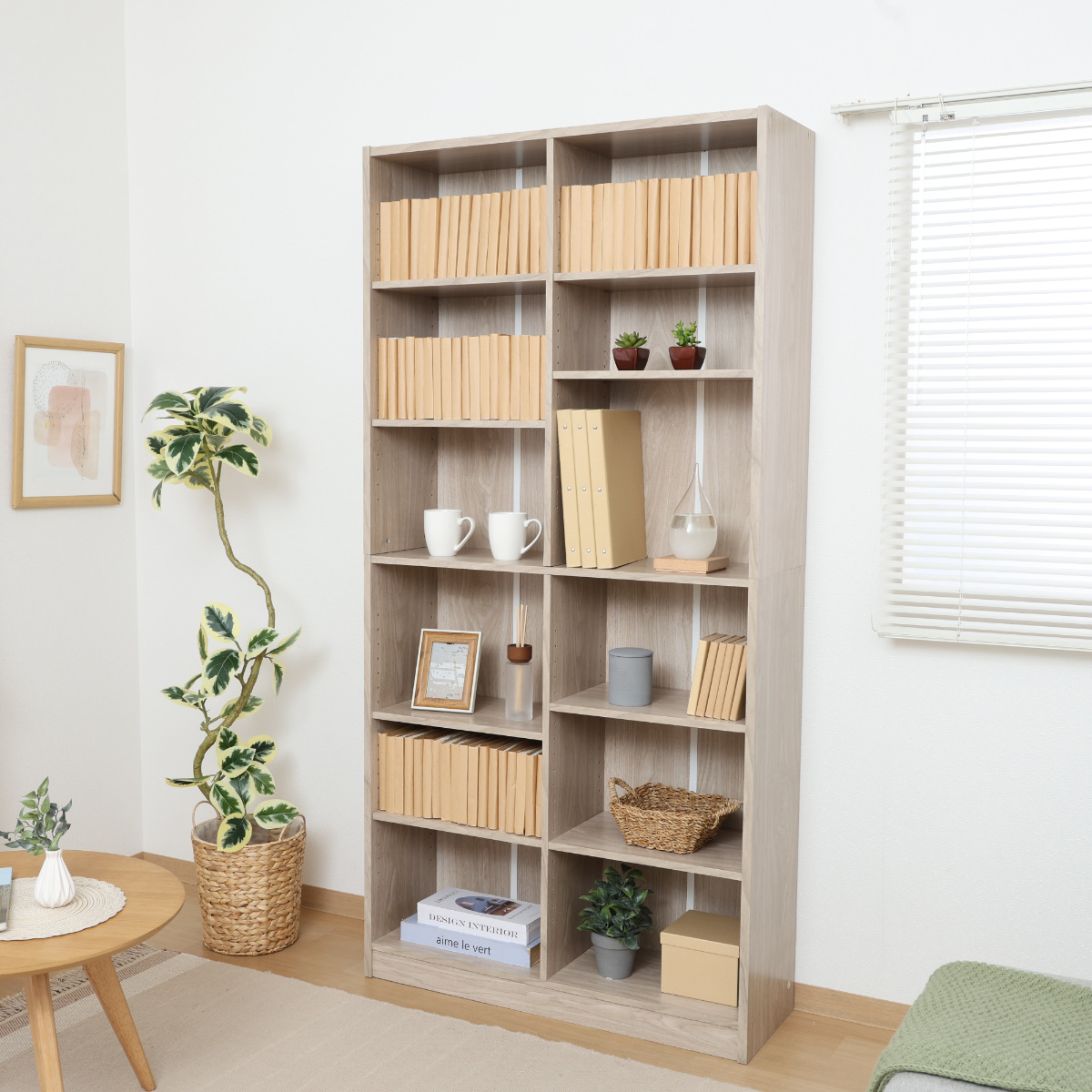 不二貿易（Fuji Boeki） 本棚 幅88.1cm 木目調 可動棚 収納 棚