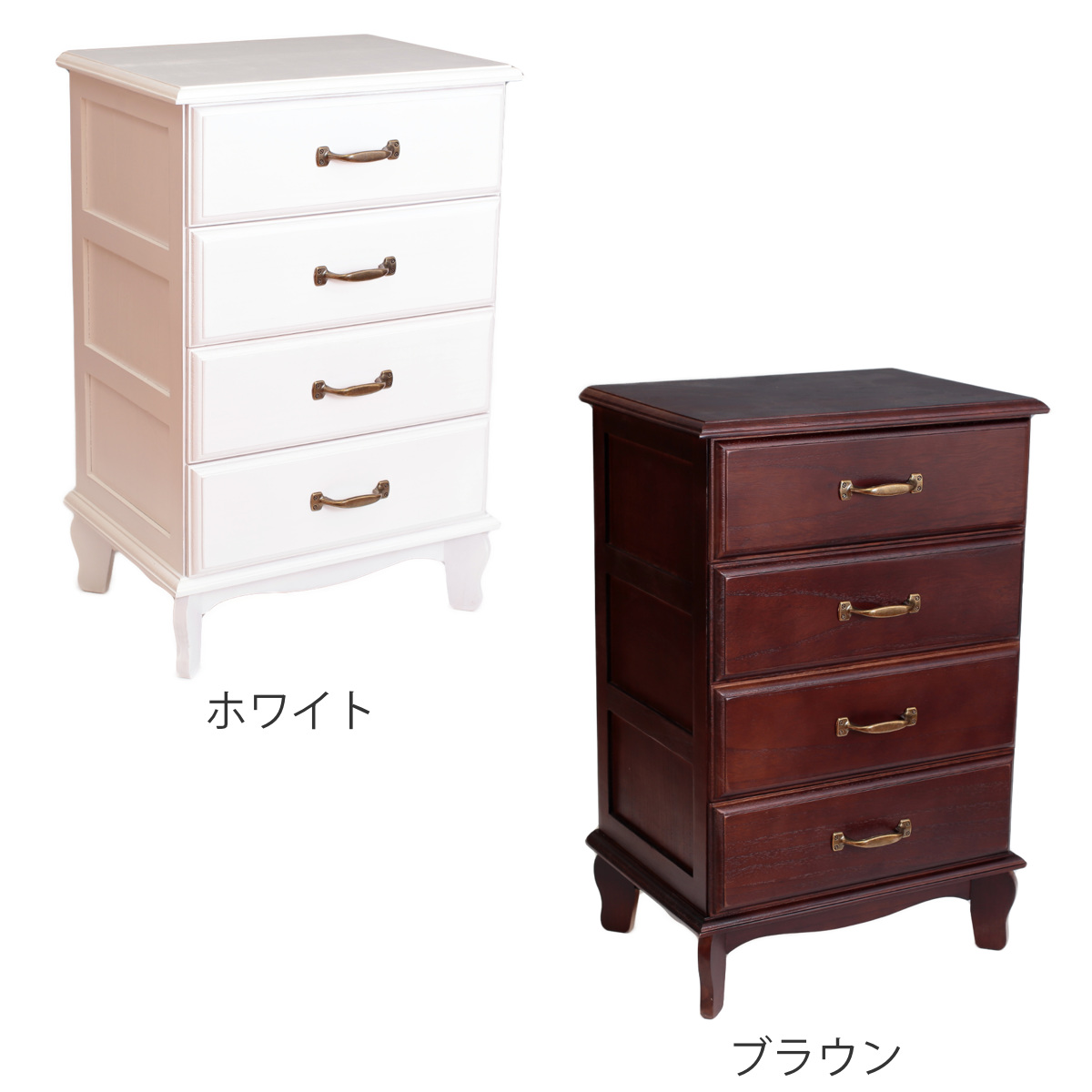 OSMAC 桐チェスト 幅40cm 4段 アンティーク風 小物収納 完成品