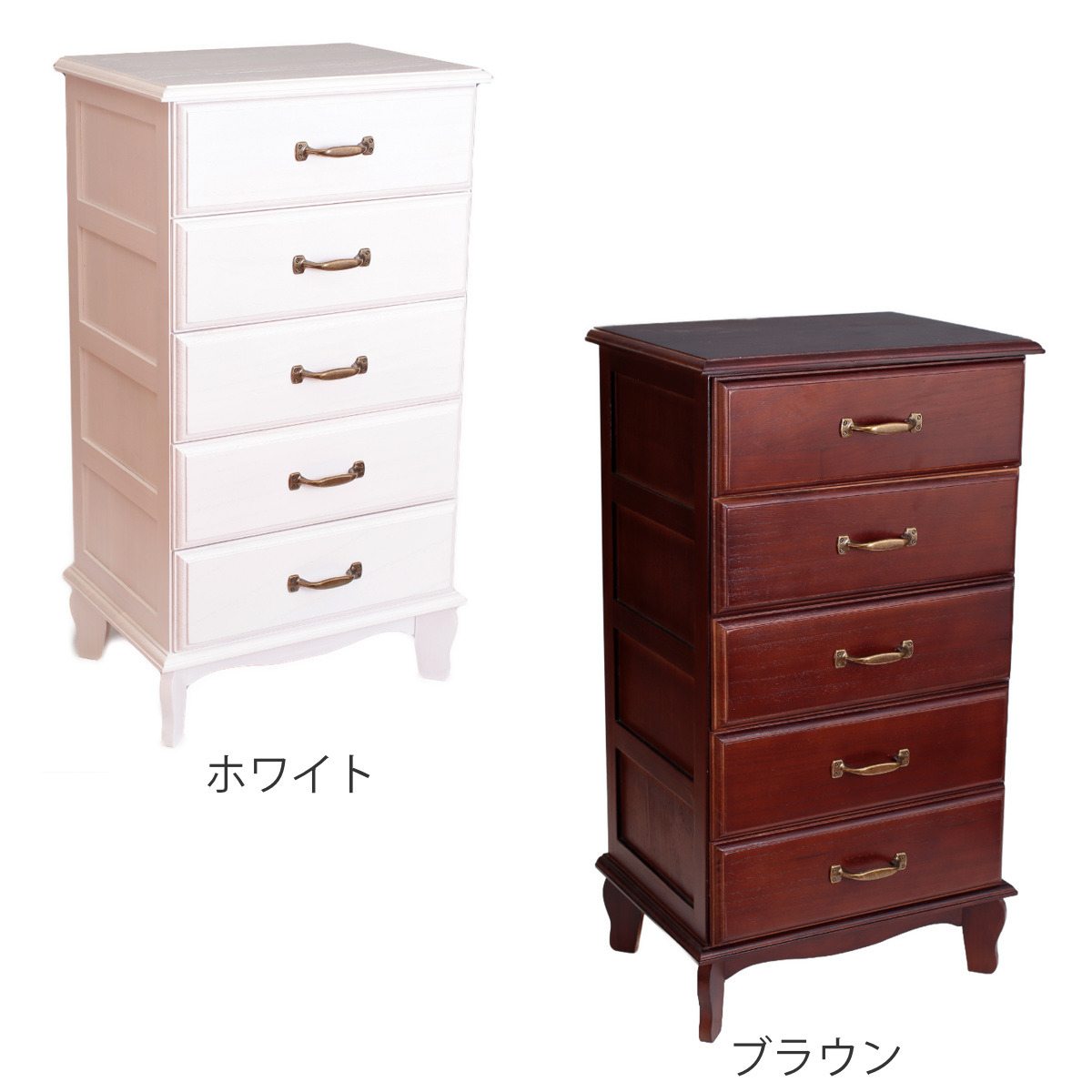 OSMAC 桐チェスト 幅40cm 5段 アンティーク風 小物収納 完成品