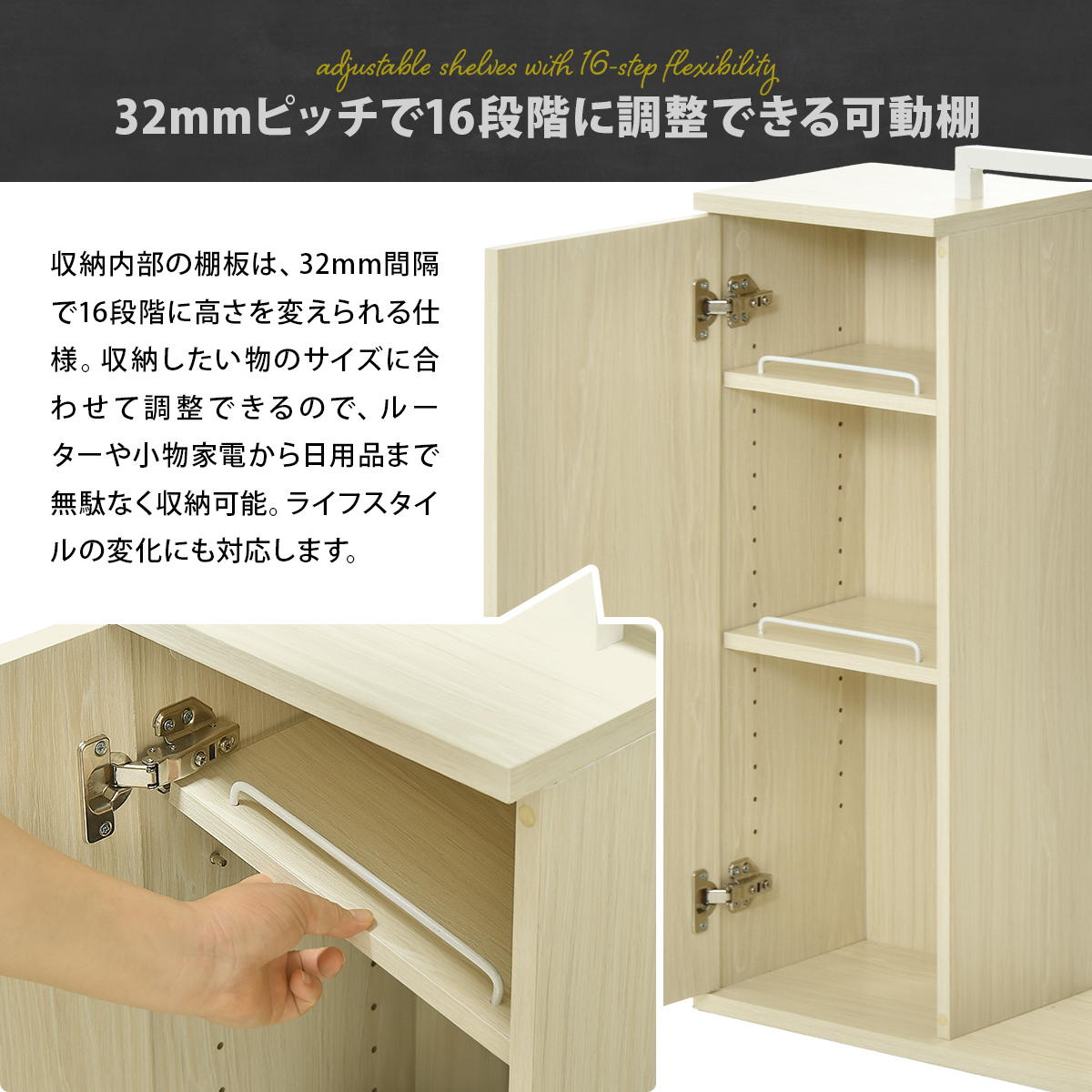 B.Bファニシング 収納付きハンガーラック 幅70cm 木目調 可動棚 収納棚
