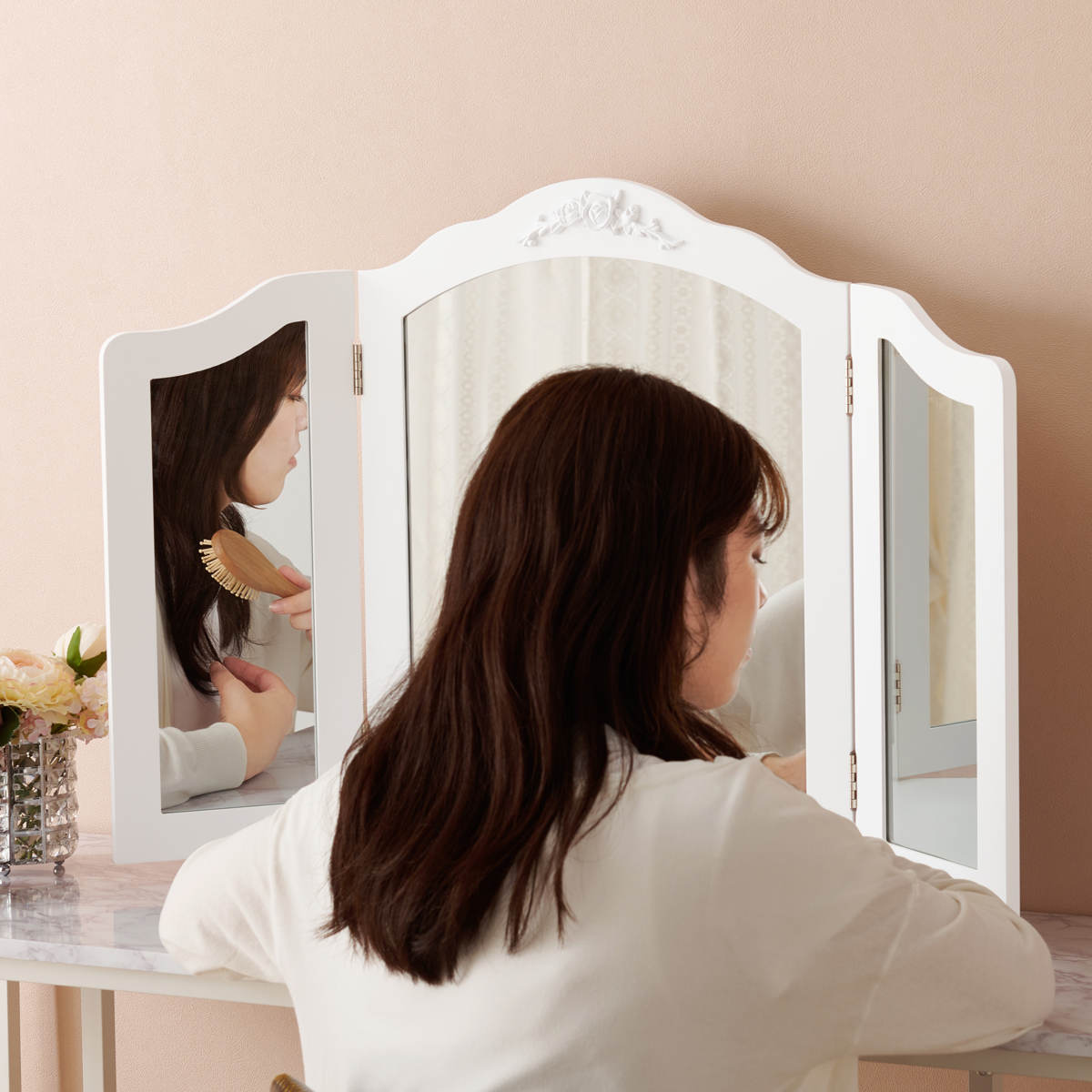ドレッサー・ミラー・鏡台 Vintage Space Curl Mirror ぼん家具 3面鏡ドレッサー おしゃれ インテリア ミラー ドレッサー