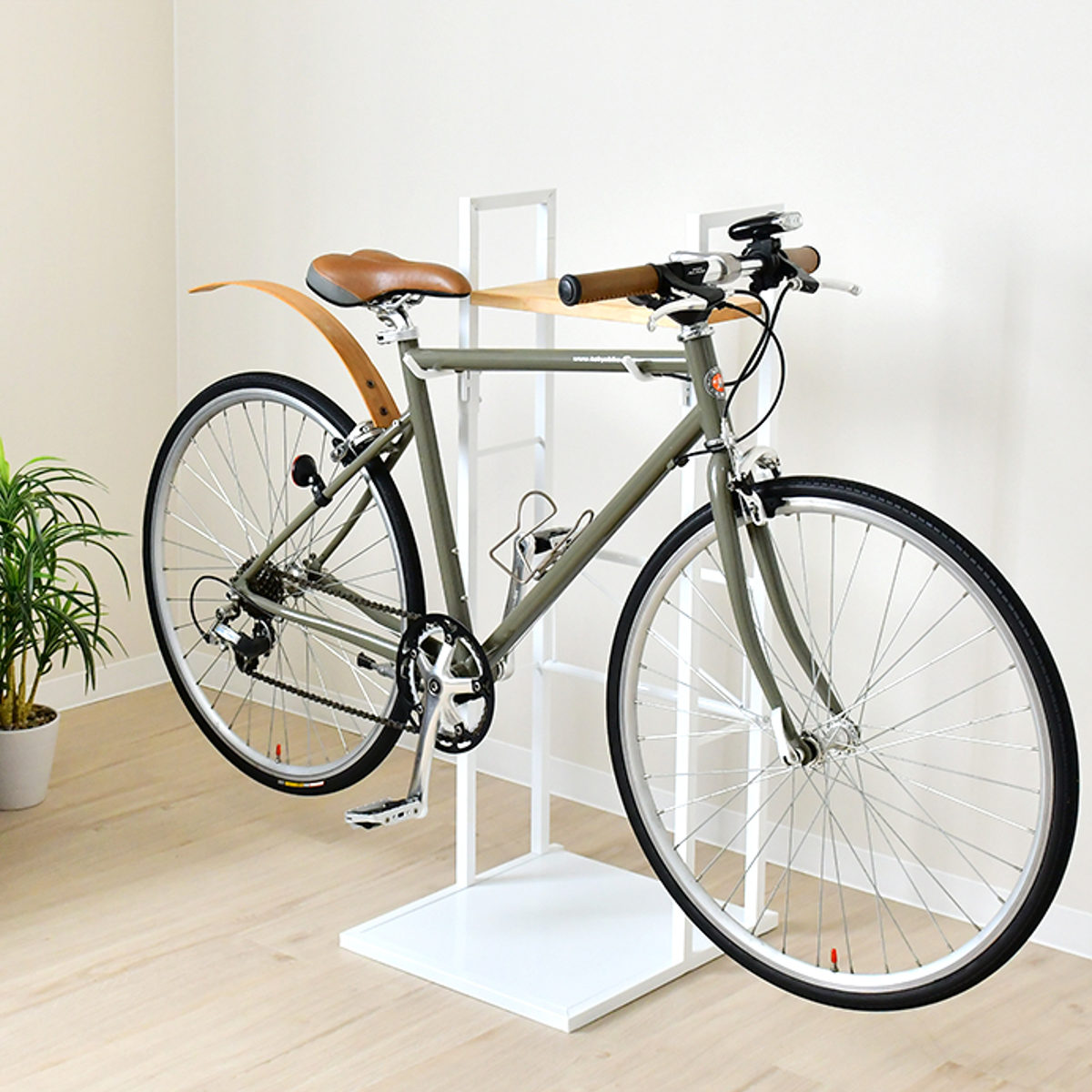 自転車スタンド 1台用 日本製 天然木 スチール 室内用 賃貸 