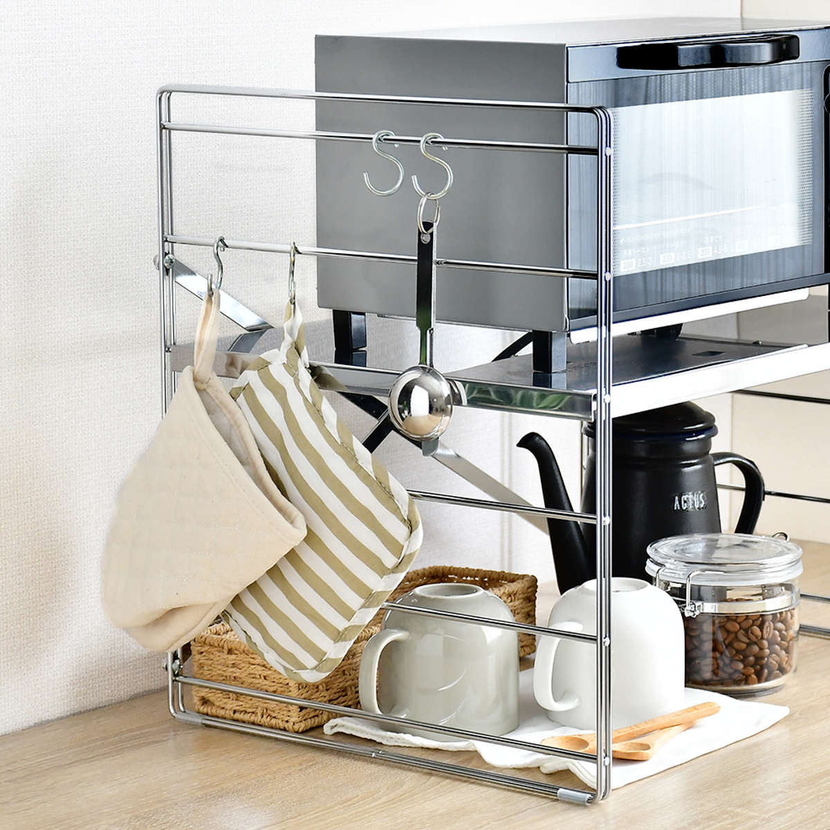 キッチンラック ダブルフレーム トースターラック 幅45cm 1段