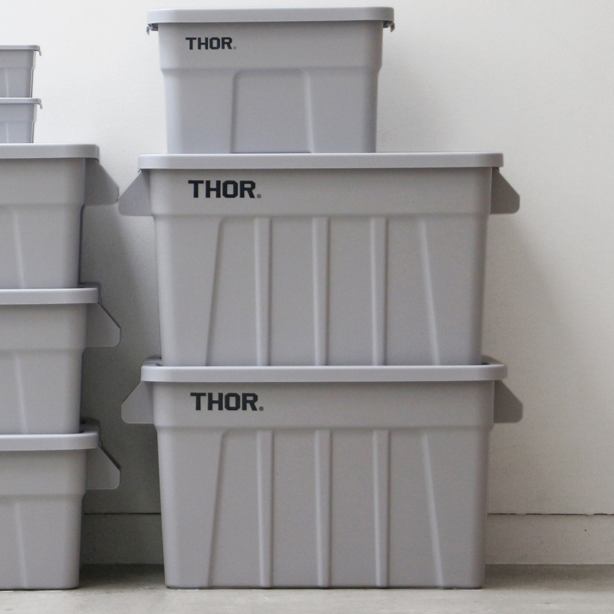 旧ロゴ THOR 収納ボックス グレー 75L 天板付き DETAIL（ディテール） 収納ボックス 75L THOR LARGE TOTE DC フタ付き
