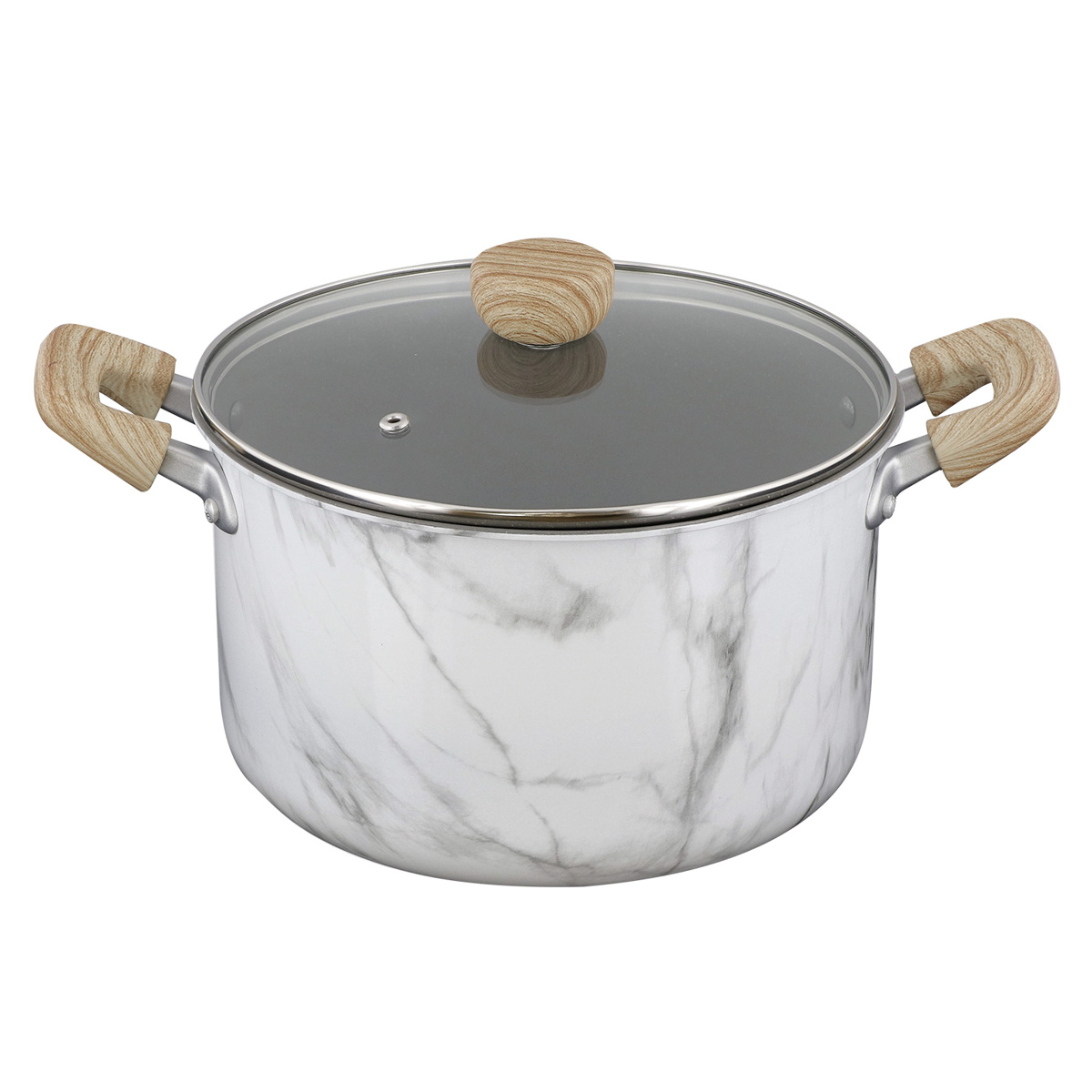 両手鍋 22cm IH対応 ふっ素樹脂加工 MARBLE KITCHEN シチューポット