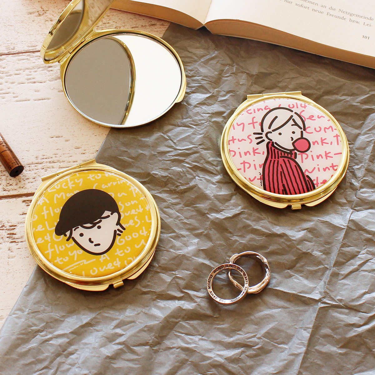 パラデック 手鏡 両面 コンパクトミラー ルソイーユ ucaU （ 鏡 ミラー