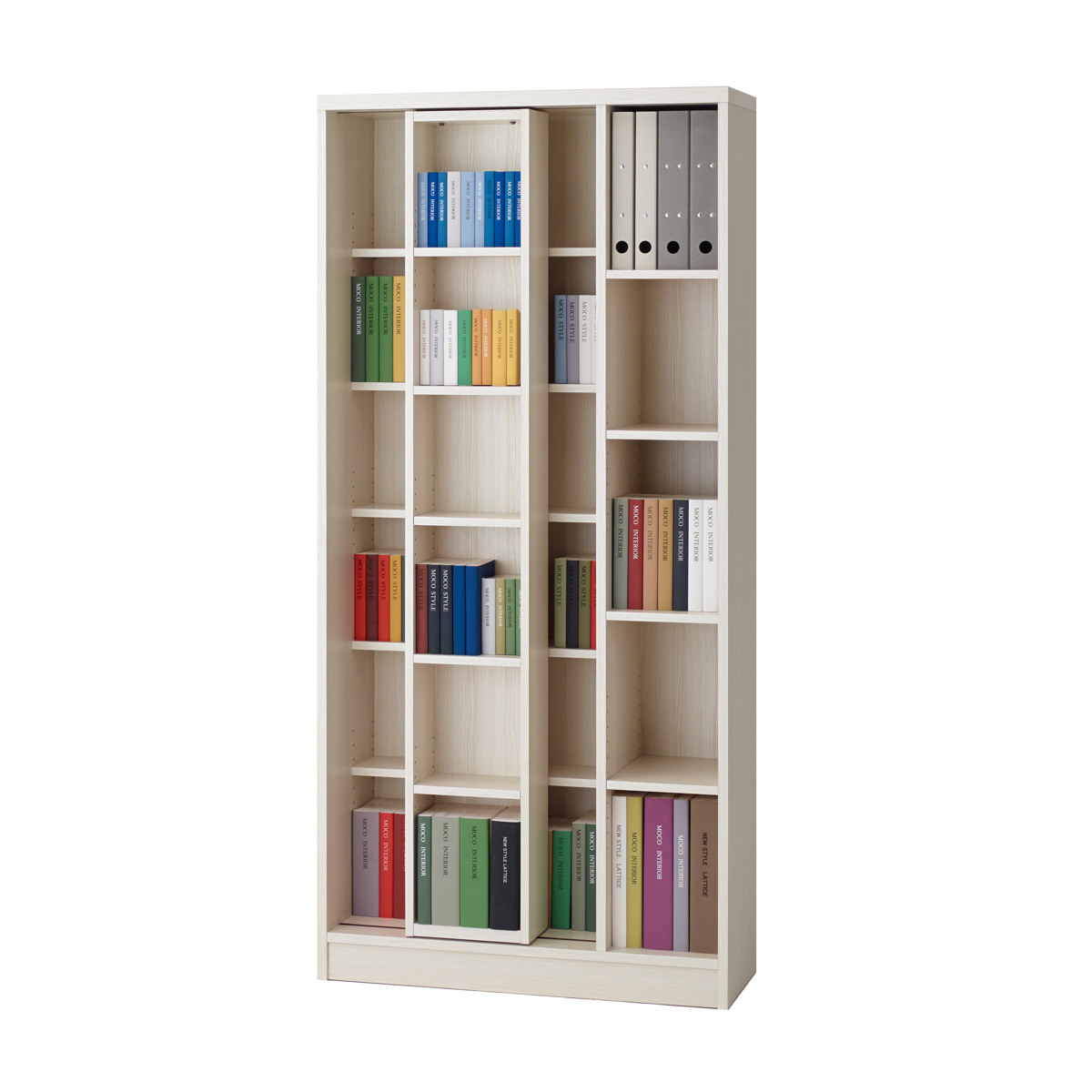 フナモコ（FUNAMOCO） 本棚 幅85cm スライド書棚 日本製 完成品 可動棚