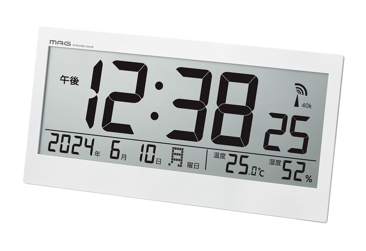 ノア精密 電波時計 デジタル 温湿度計付き カレンダー付き 置き掛け