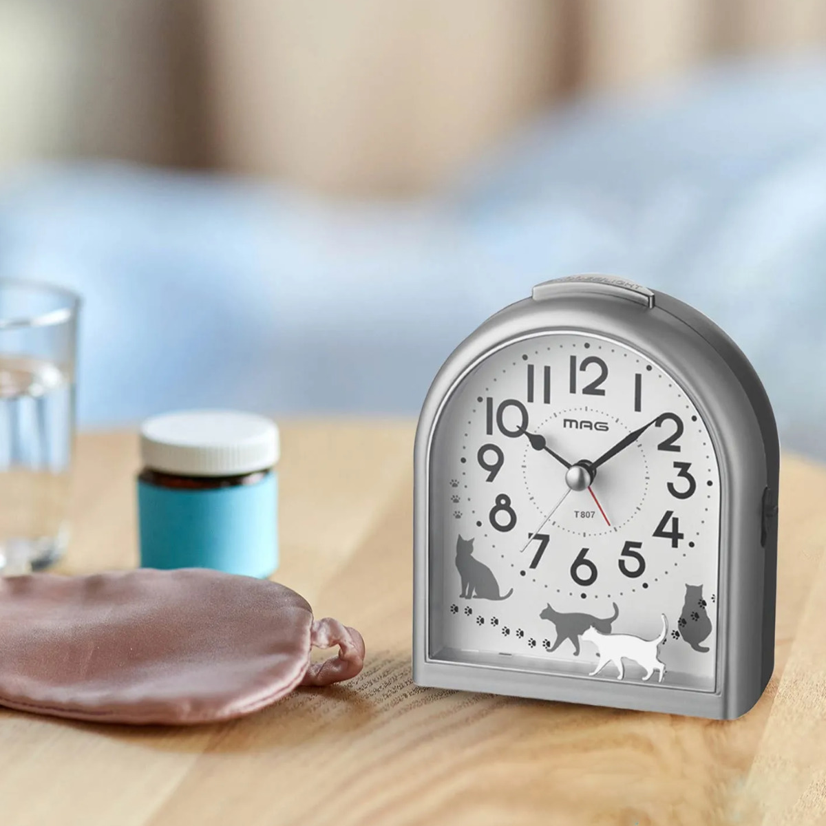 ノア精密 目覚まし時計 連続秒針 静音 ライト付き アニマル MAG