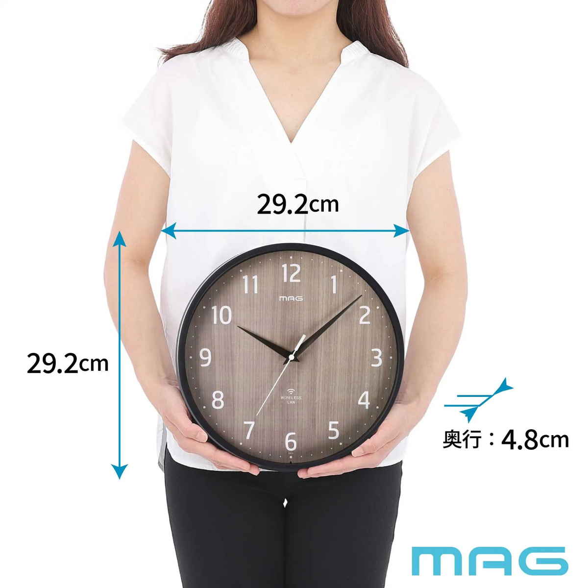 ノア精密 掛け時計 Wi-Fi対応 無線LAN 連続秒針 静音 MAG （ 時計