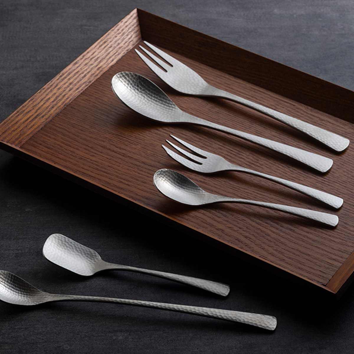 フォーク SALUS 和味 ケーキフォーク （ 14cm ステンレス 槌目模様