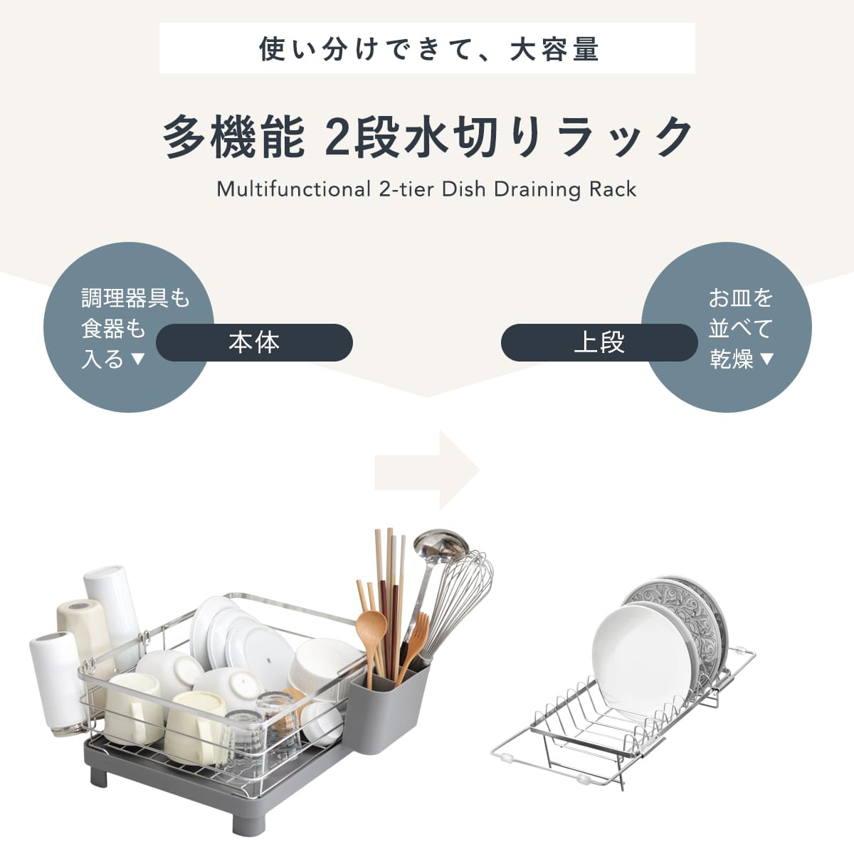 特典付き 水切りラック 3way 多機能 2段...の詳細画像2