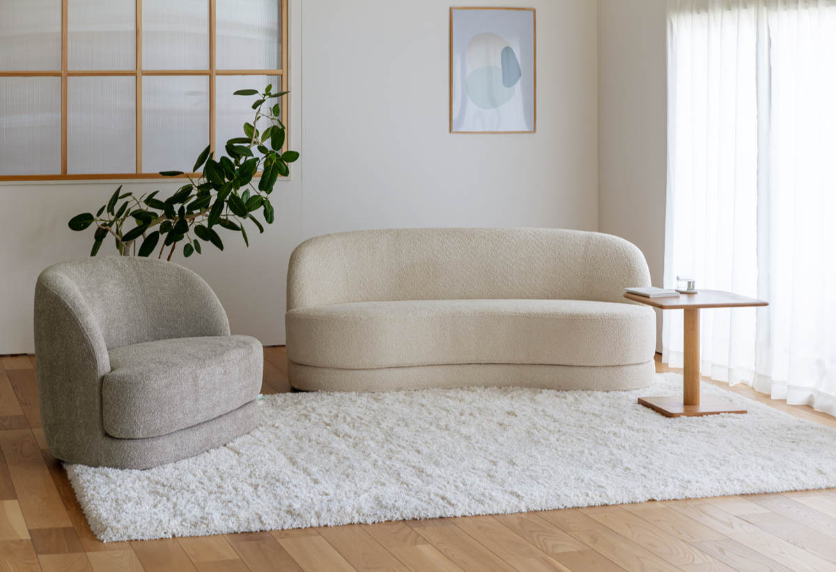 弘益 ソファ 2人掛け 幅174.5cm bean ブークレ生地 おしゃれ ホテル