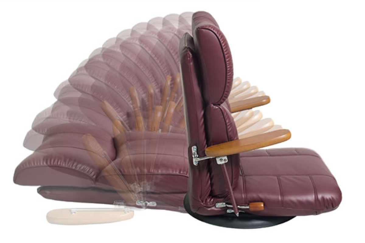 宮武製作所 座椅子 木製肘掛け付き スーパーソフトレザー 柔らかい 蓮