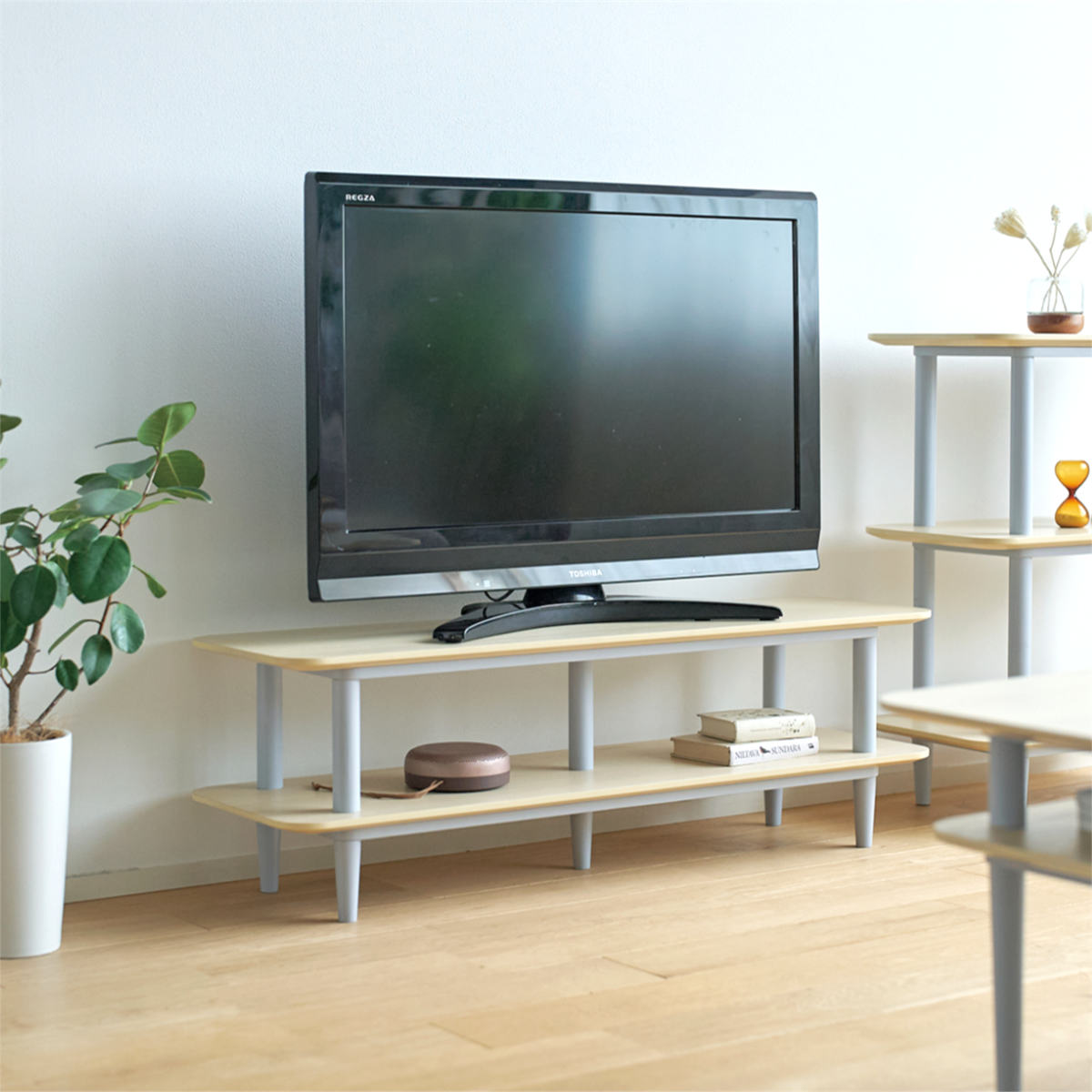 弘益 テレビ台 ローボード 32型対応 幅100cm 工具不要 簡単組立 木目調