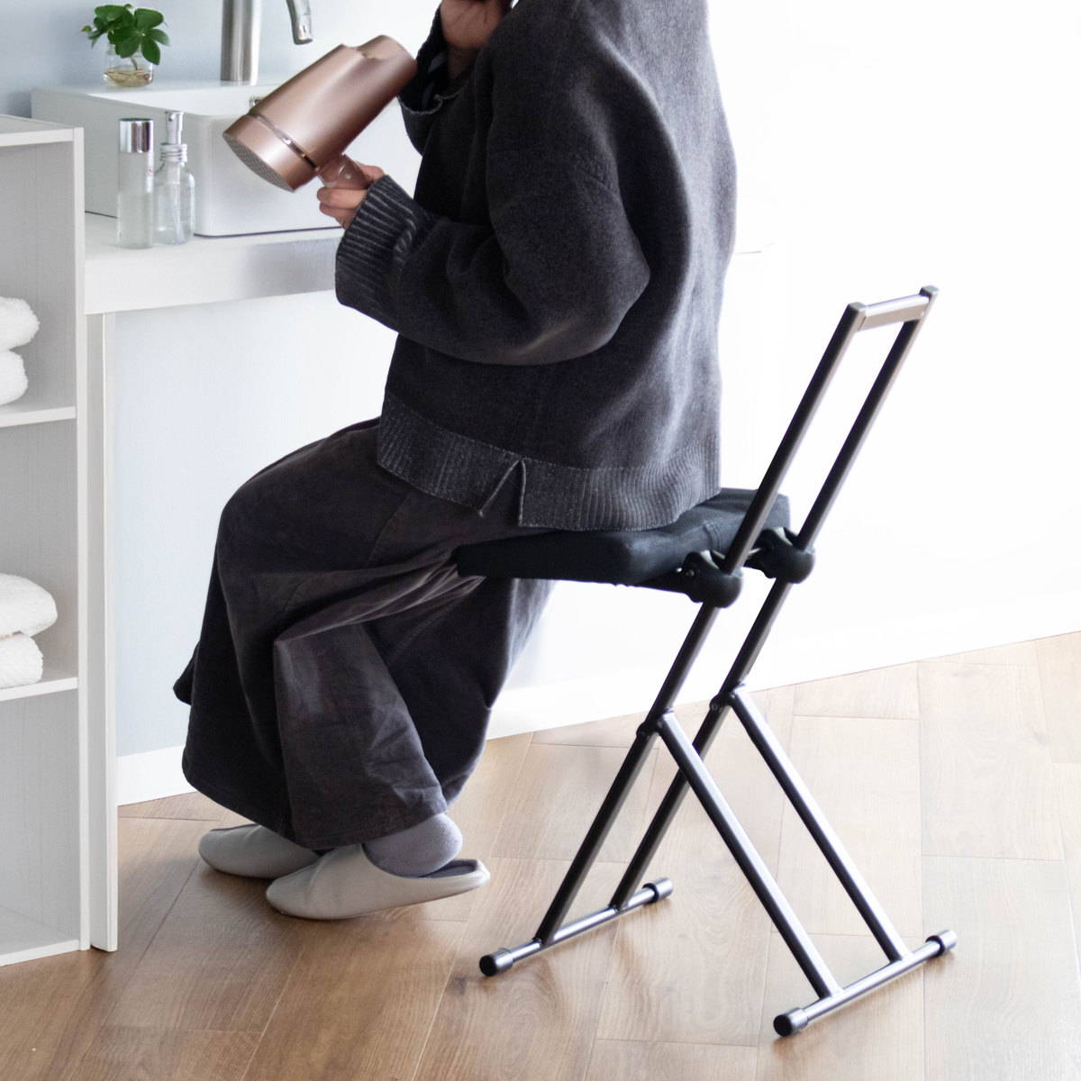 スツール 折りたたみ 無段階高さ調節 ルルチェア ハイスツール 完成品 スツール 折りたたみ 無段階高さ調節 ルルチェア ハイスツール 完成品