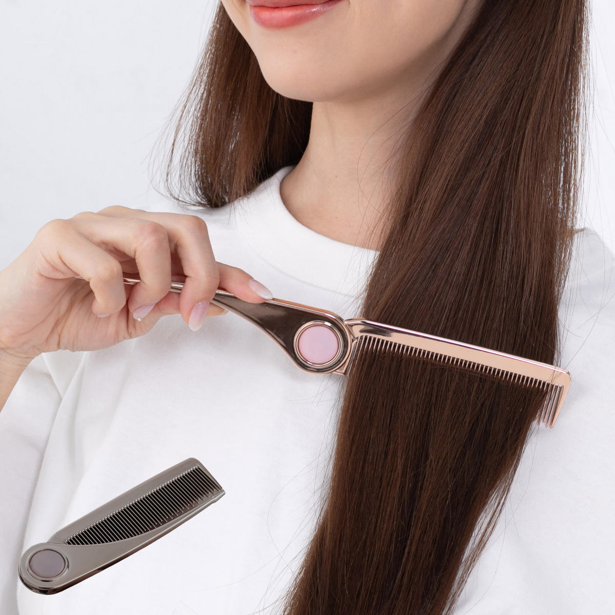 ブラシ 折りたためる ヘアコーム 持ち運び可能 （ 静電気 軽減 コーム