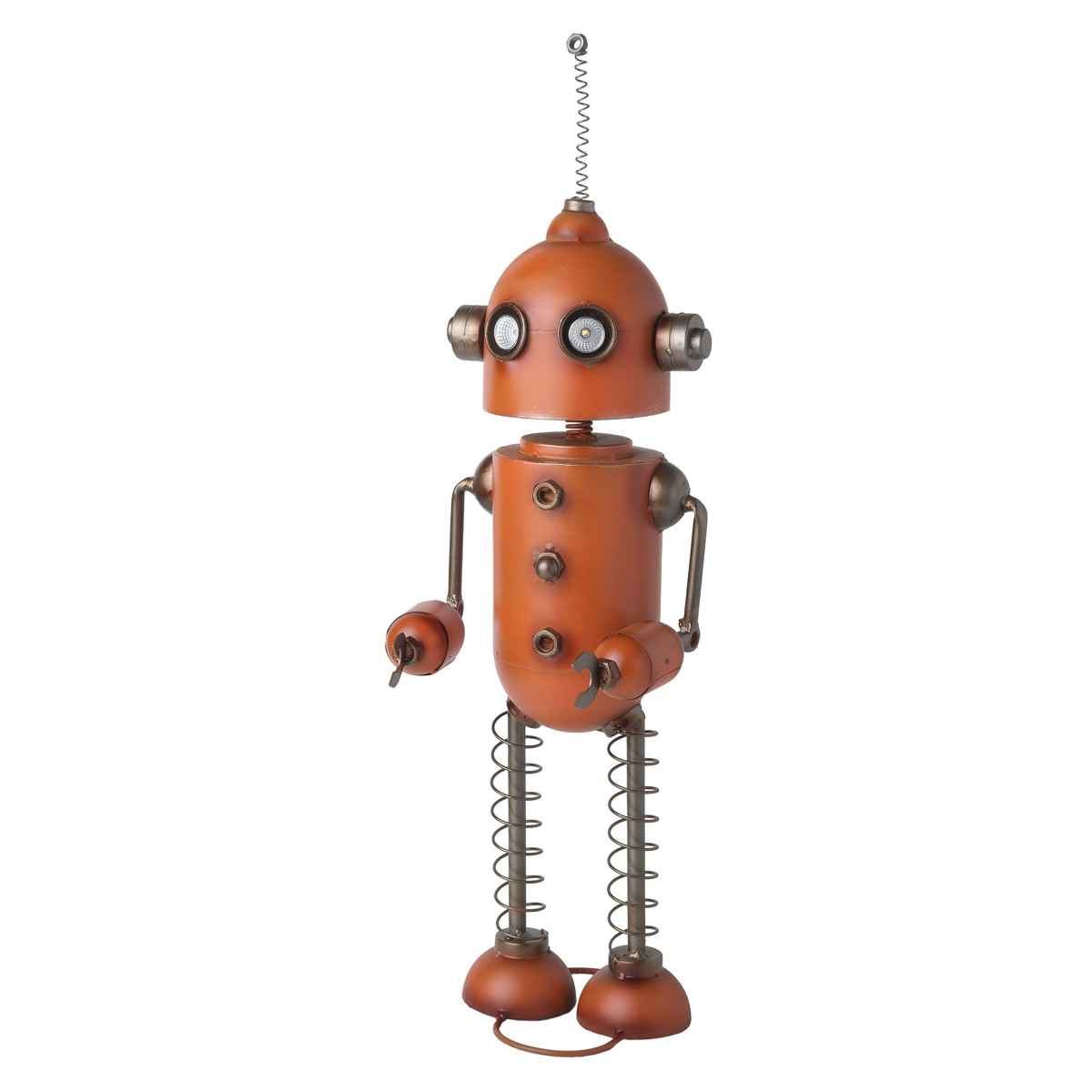 ソーラーロボットオーナメント ガーデンオーナメント ロボット ソーラーライト付 オレンジ （ 置物