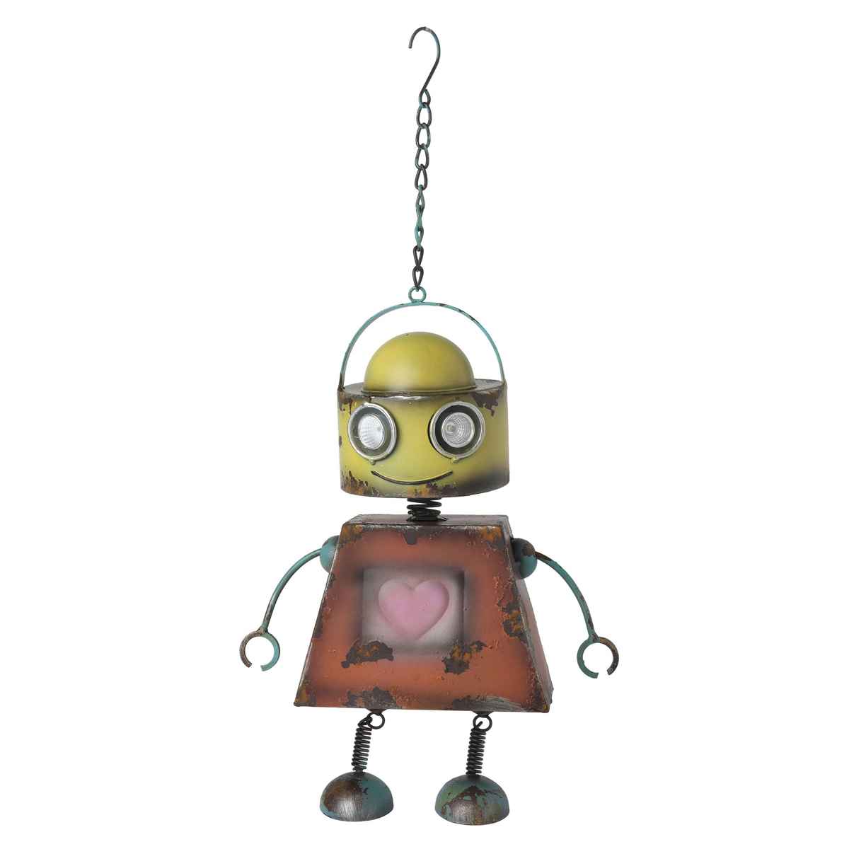 ガーデンオーナメント ロボット ソーラーライト付 イエロー （ 置物