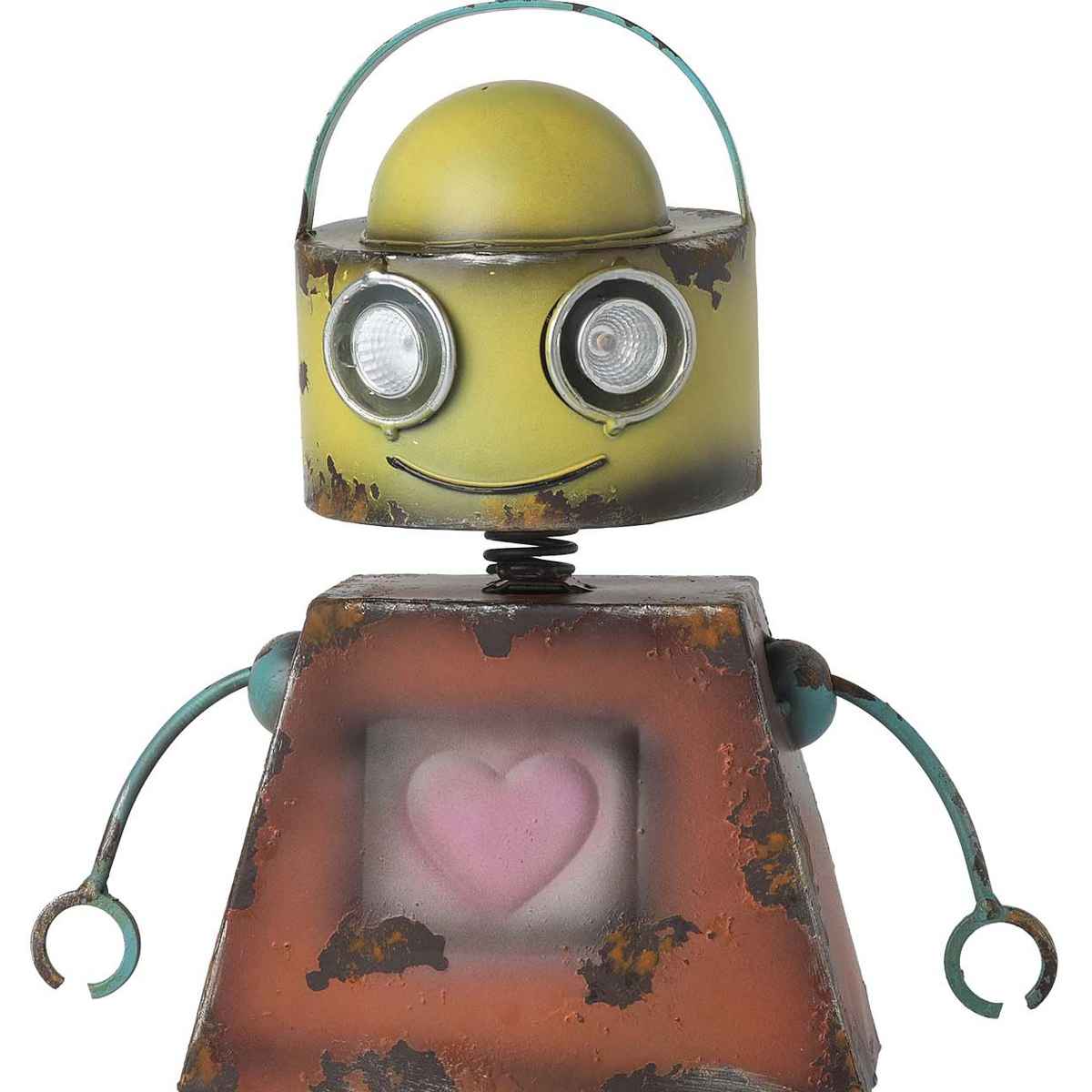 ガーデンオーナメント ロボット ソーラーライト付 イエロー （ 置物