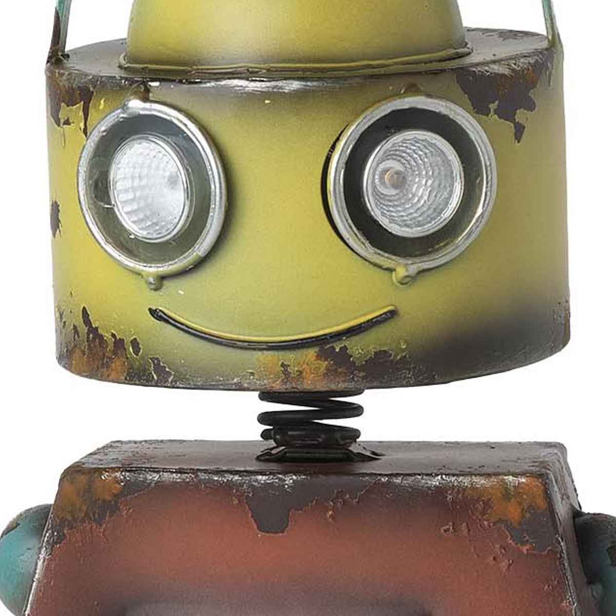ガーデンオーナメント ロボット ソーラーライト付 イエロー （ 置物