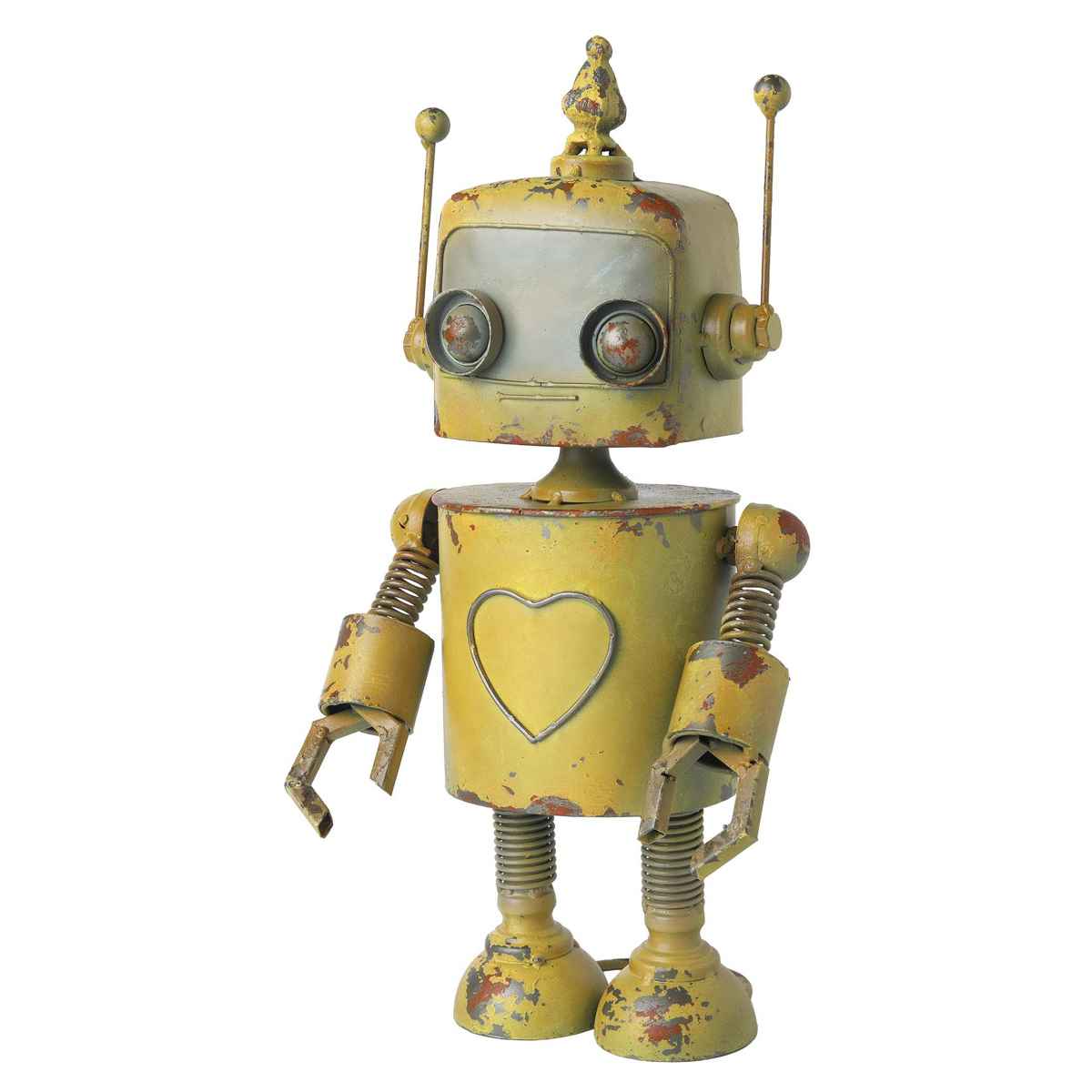 ロボット型　黄色　可愛い　ガーデン　オブジェ　置物 ガーデンオーナメント ロボット イエロー （ 置物 オブジェ ガーデン