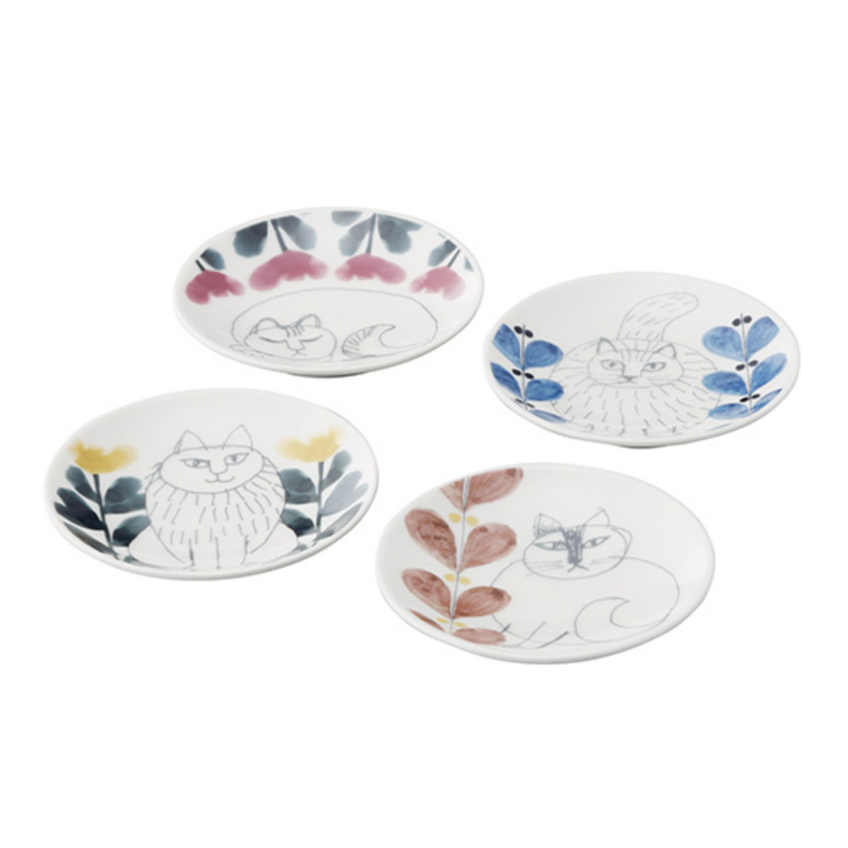  リブデザイン皿 2枚セット 山加商店 皿 LISA LARSON 豆皿 4枚組 （ 9cm 磁器 食洗機対応 電子
