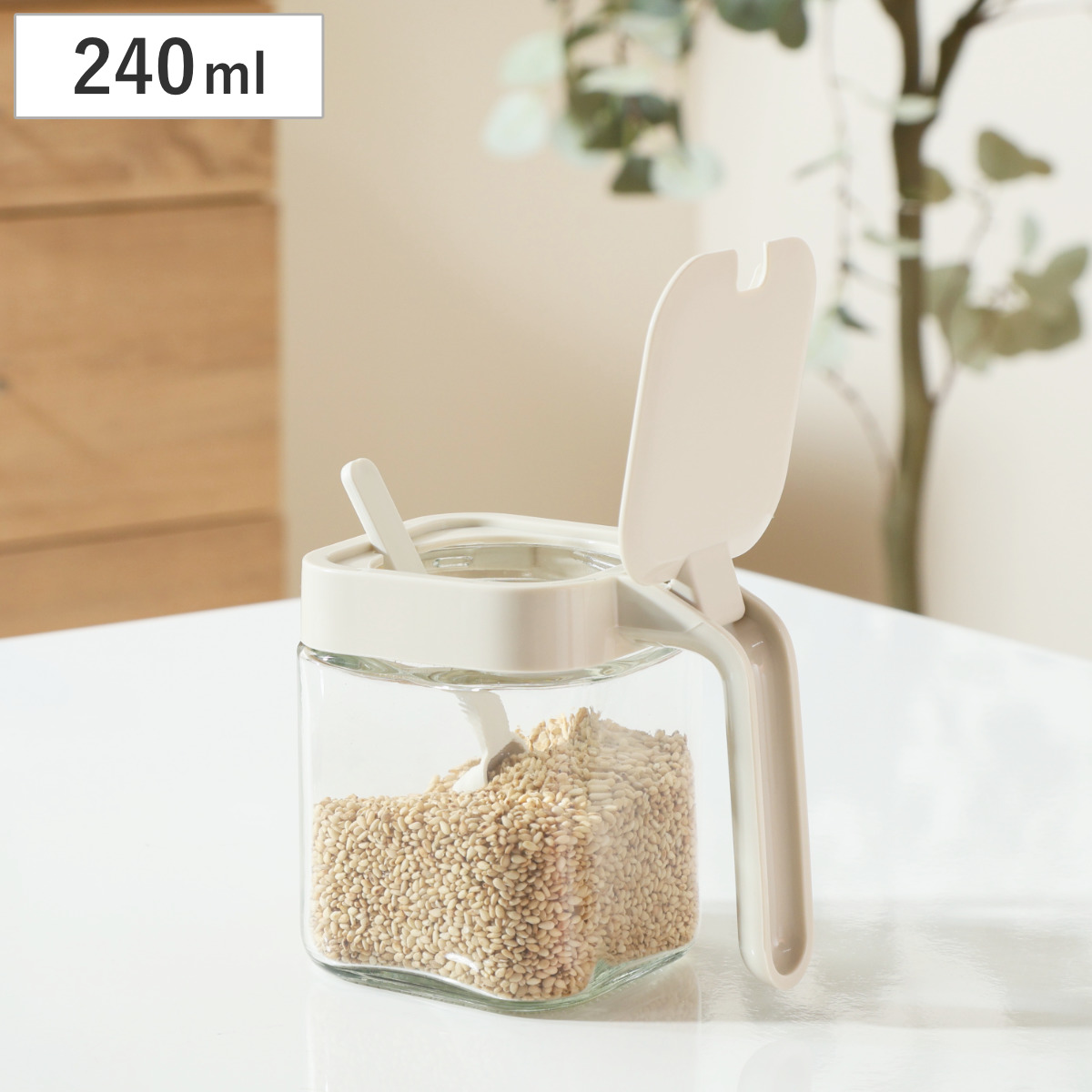 不二貿易（Fuji Boeki） 調味料入れ 調味料ポット 240ml スプーンが