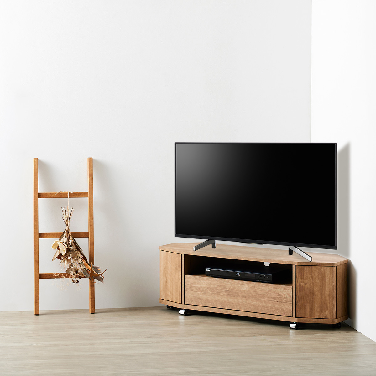 テレビ台 ローボード 幅115cm 50型対応 コーナー 木目調 石目調 （ TV