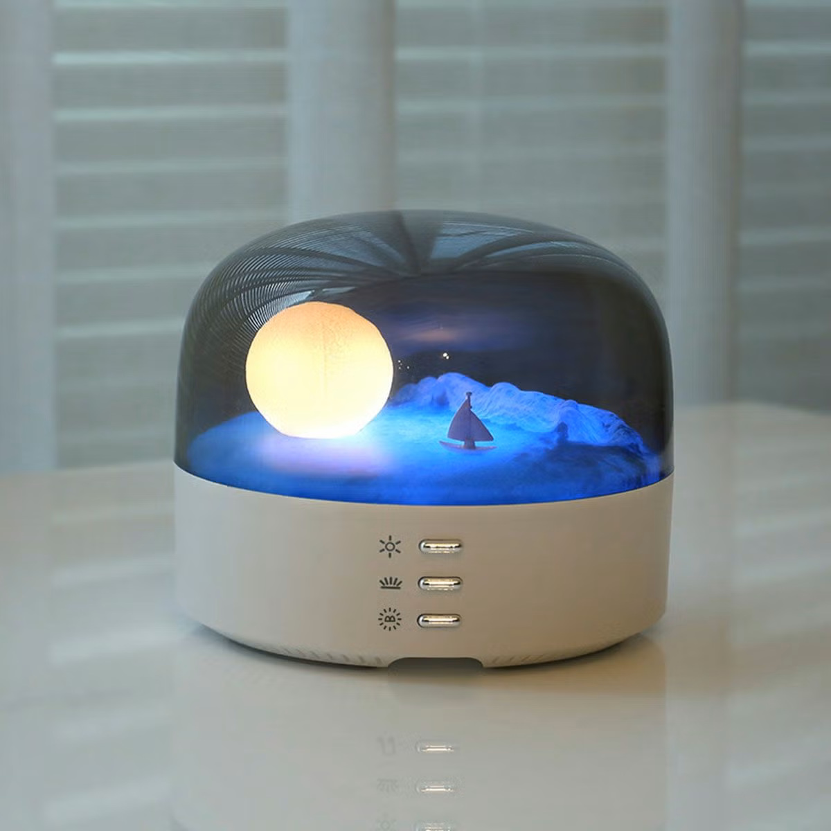 流木の時計とミニチュア・LEDランプ照明付き LEADWORKS（レッドワークス） ランプ USB 充電式 LED ジオラマ 月 海