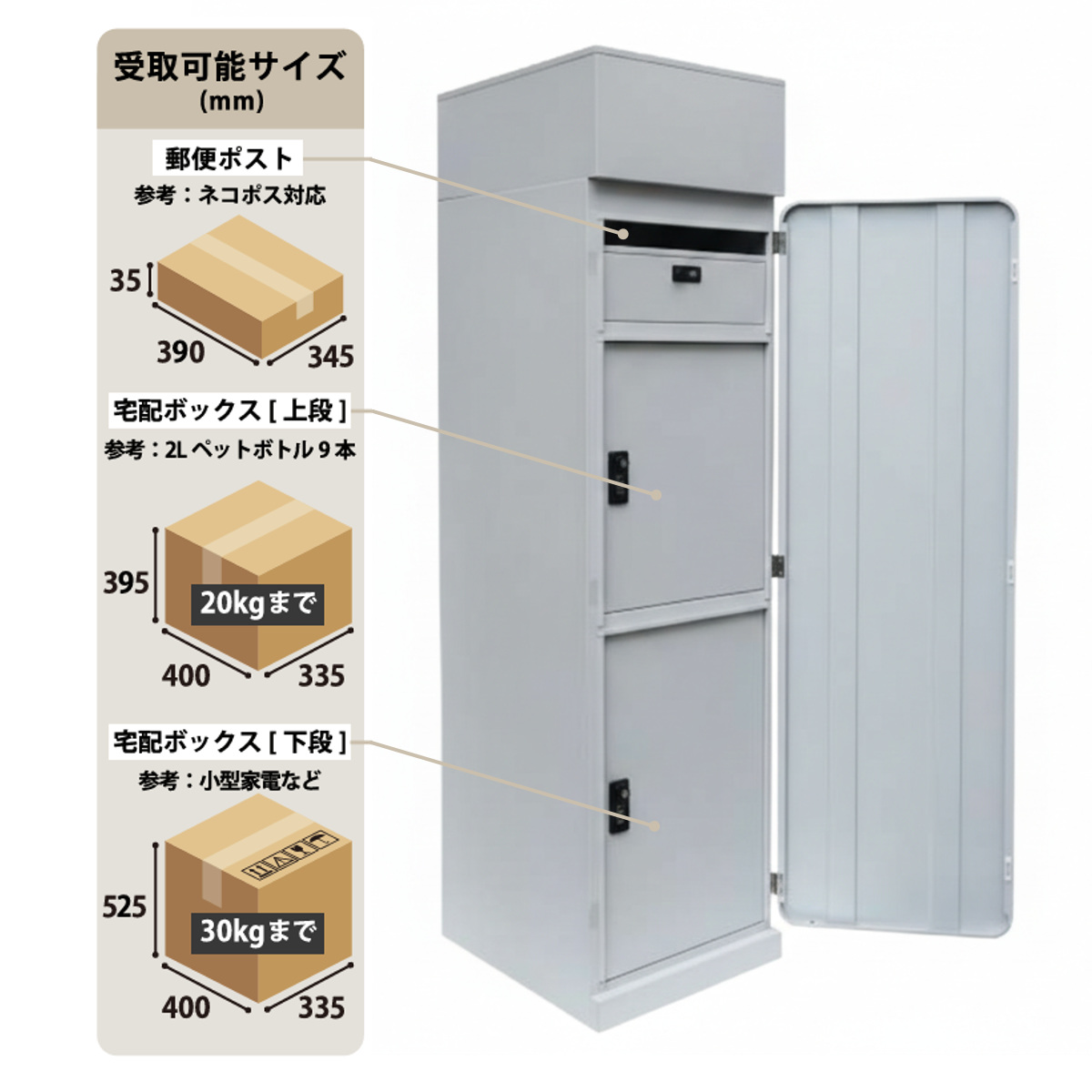 宅配ボックス 郵便ポスト 門柱 AXENT DOOR インターホン穴有 （ ポスト