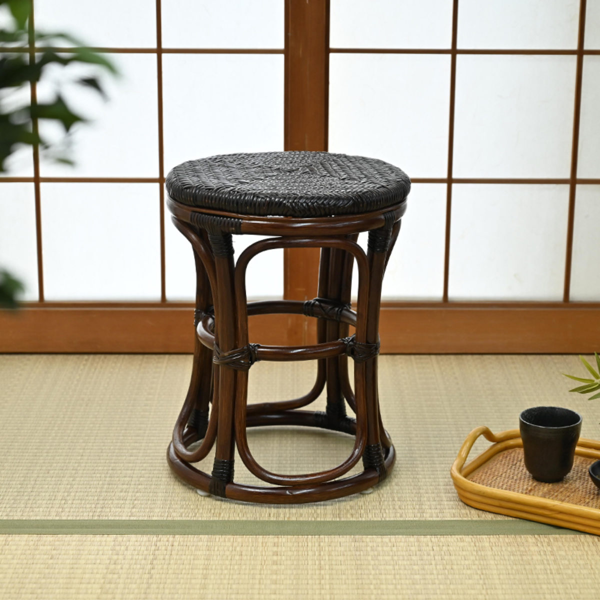 ラタン スツール 座面高44cm 軽量 籐椅子 ダイニングチェア （ ラタン