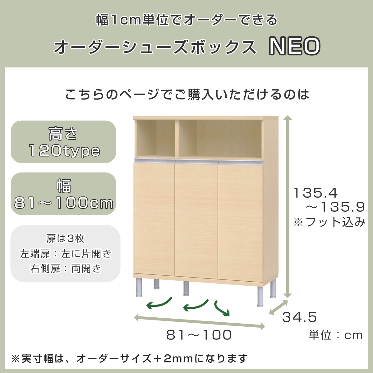 大洋（TAIYO） シューズボックス サイズオーダー 幅81-100cm 120type
